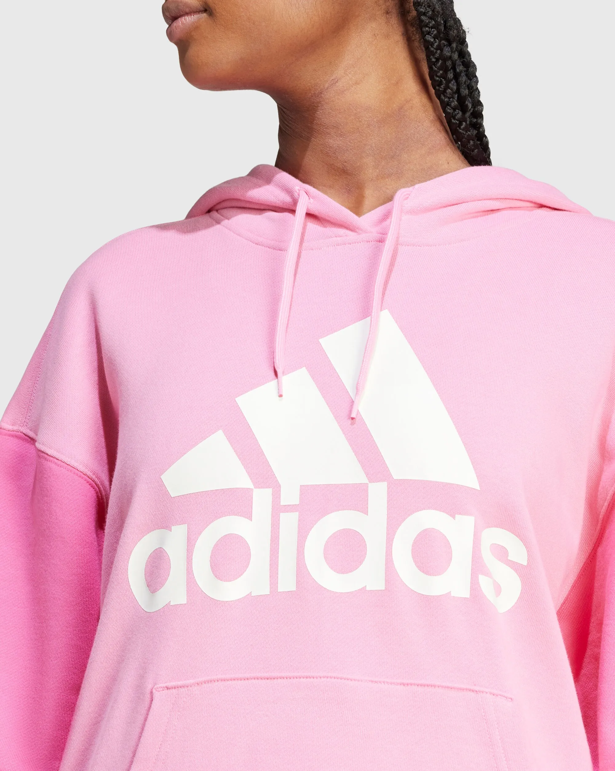 Adidas Felpa con Cappuccio Essentials Big Logo Oversized French Terry Rosa Donna