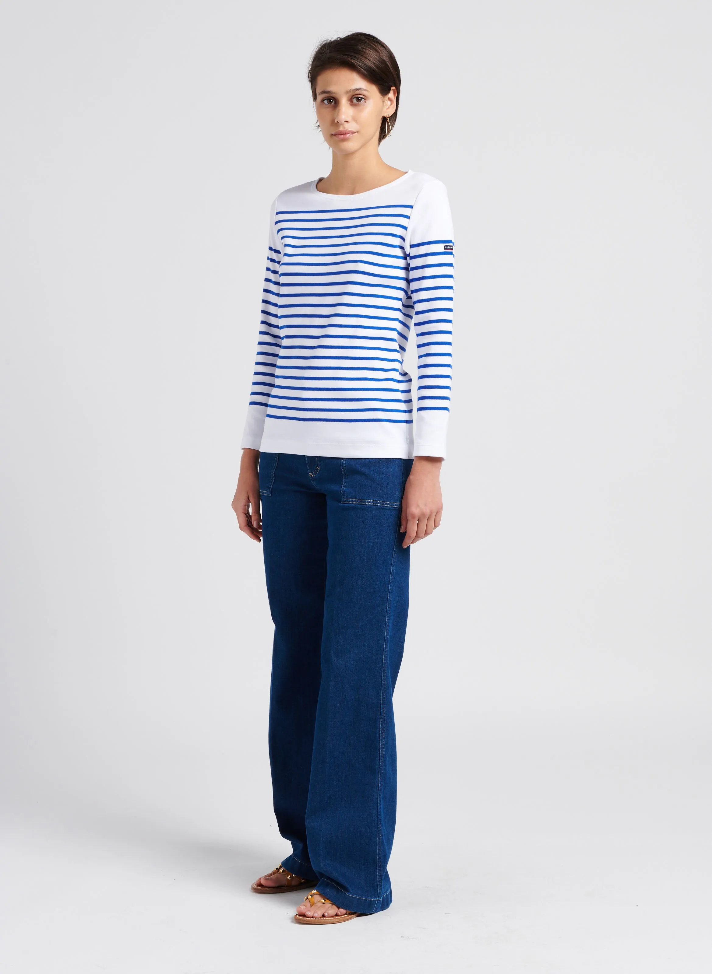  ARMOR LUX   Maglia a righe con scollo a barca in jersey | Bianco