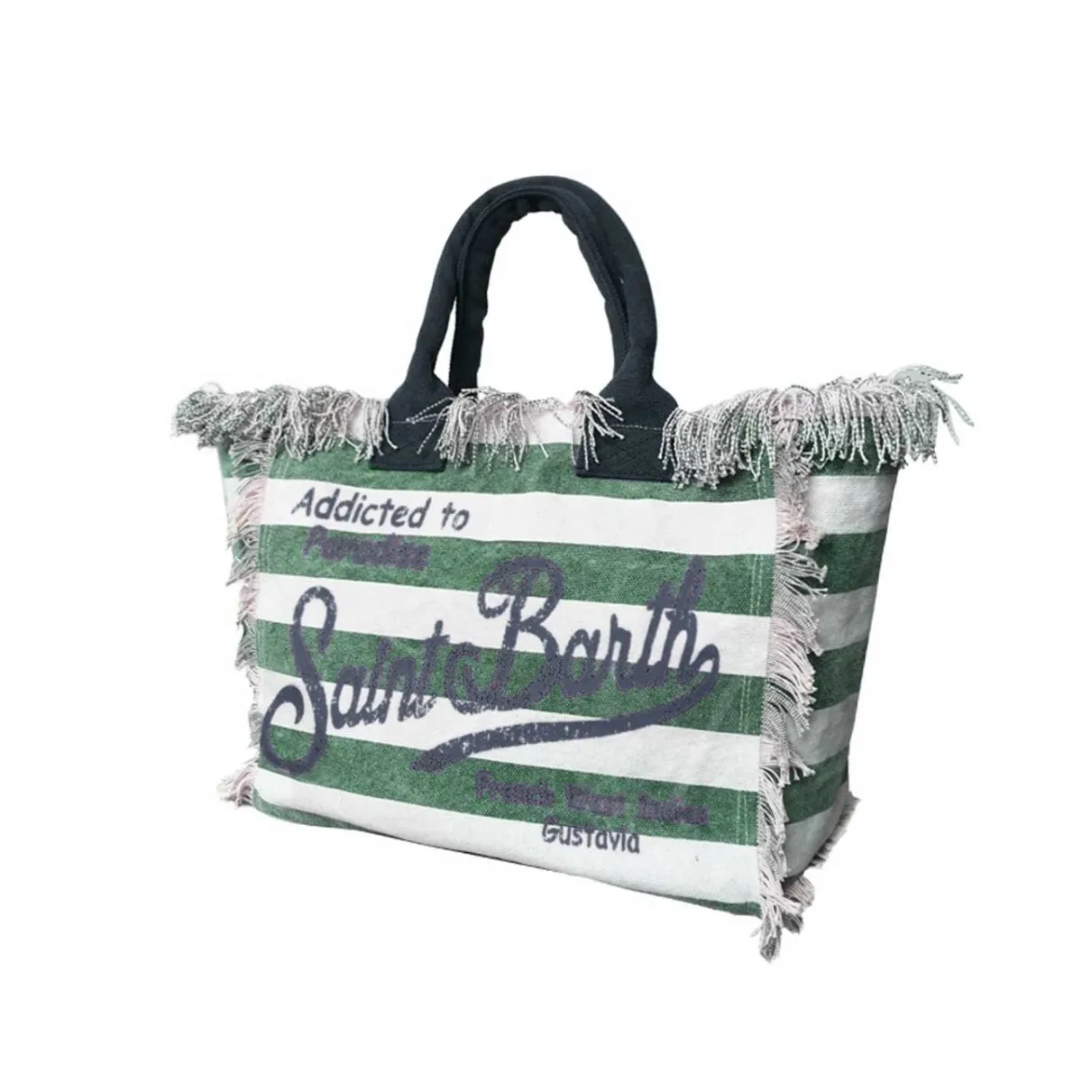 Borsa Vanity A Righe, Verde