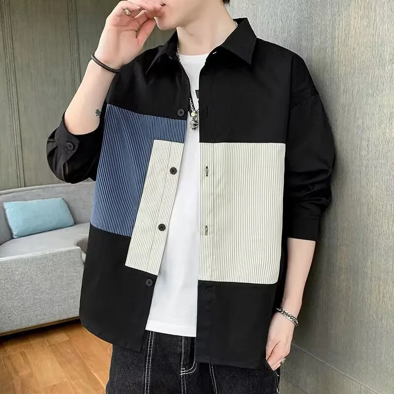 Camicia a maniche lunghe con stampa trendy per ragazzo