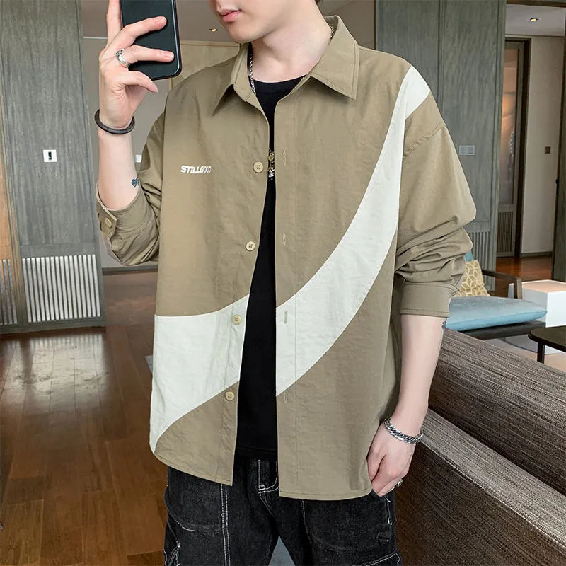 Camicia a maniche lunghe con stampa trendy per ragazzo