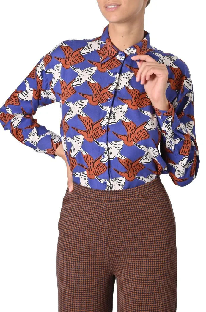 Camicia Airone stampa animalier di Compaia Fantástica