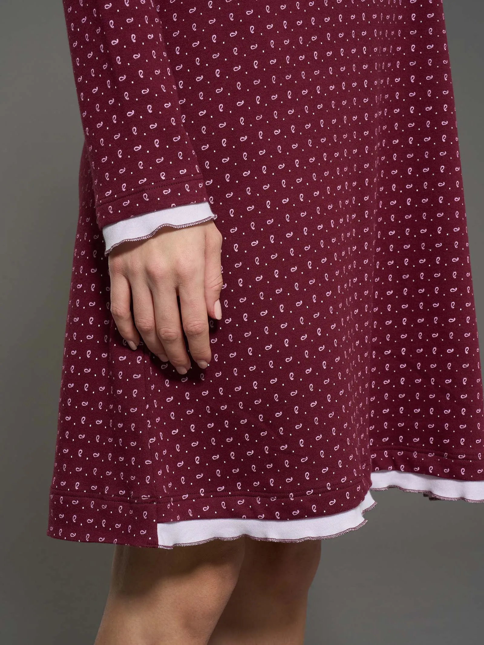 Camicia da notte con colletto a serafino in interlock di caldo cotone - Fant. Zinfandel