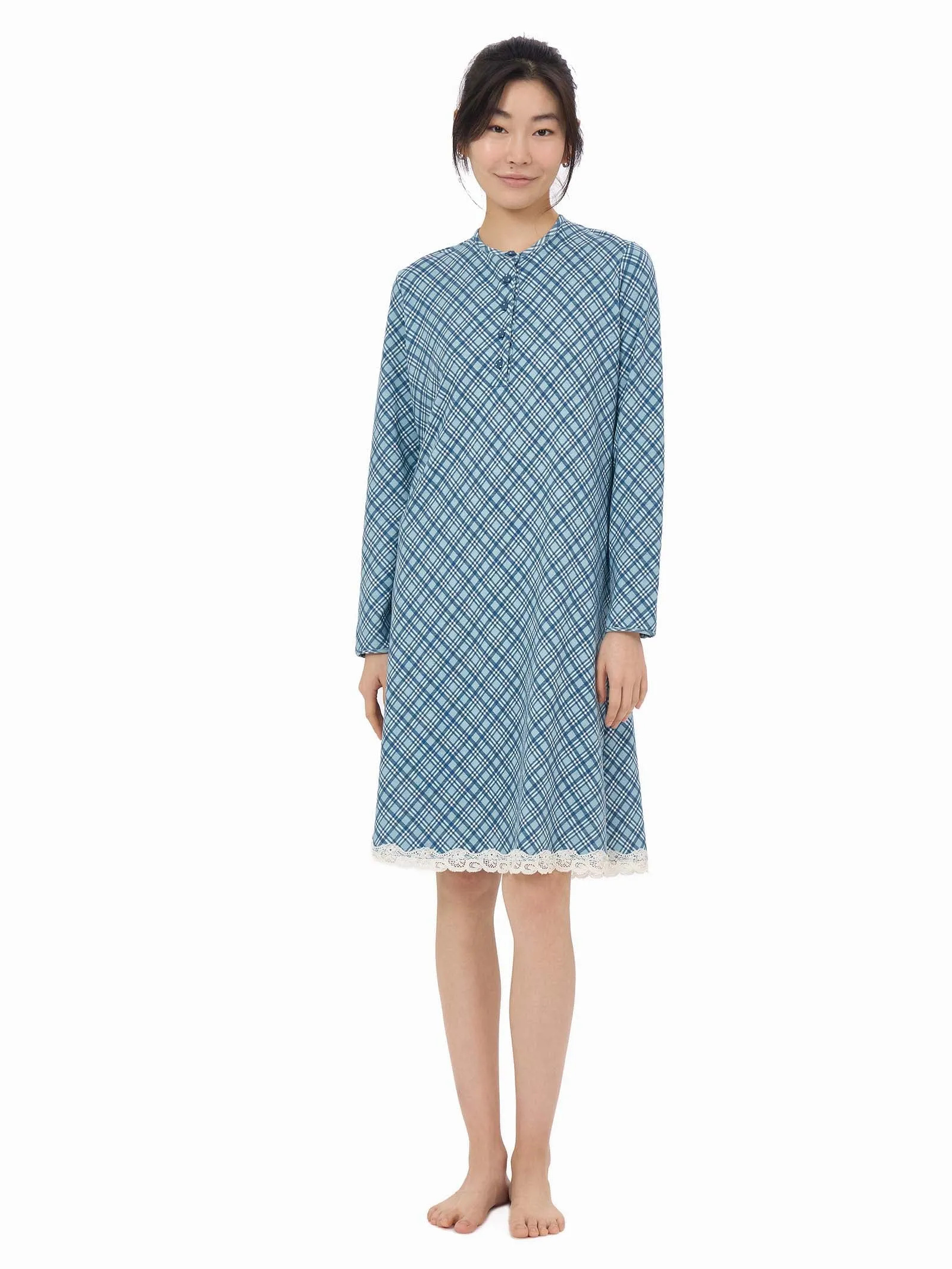 Camicia da notte serafino in Interlock di caldo cotone - Fant. Forget Me Not