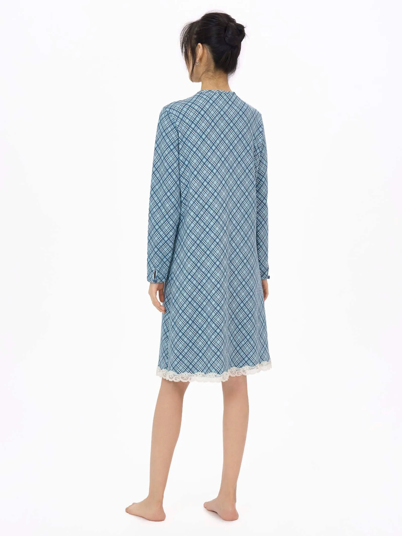 Camicia da notte serafino in Interlock di caldo cotone - Fant. Forget Me Not
