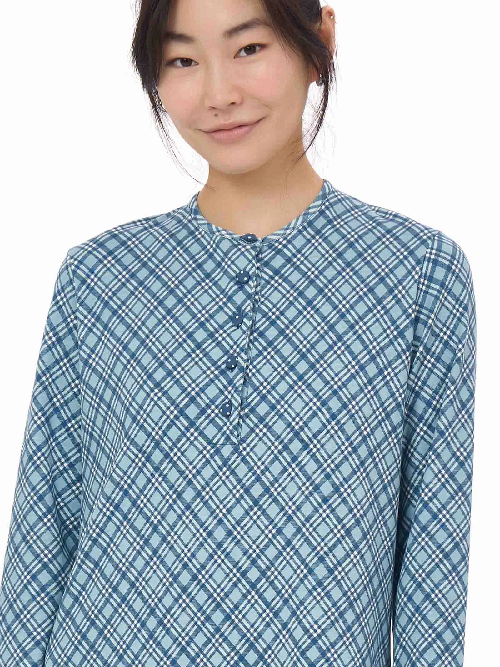 Camicia da notte serafino in Interlock di caldo cotone - Fant. Forget Me Not