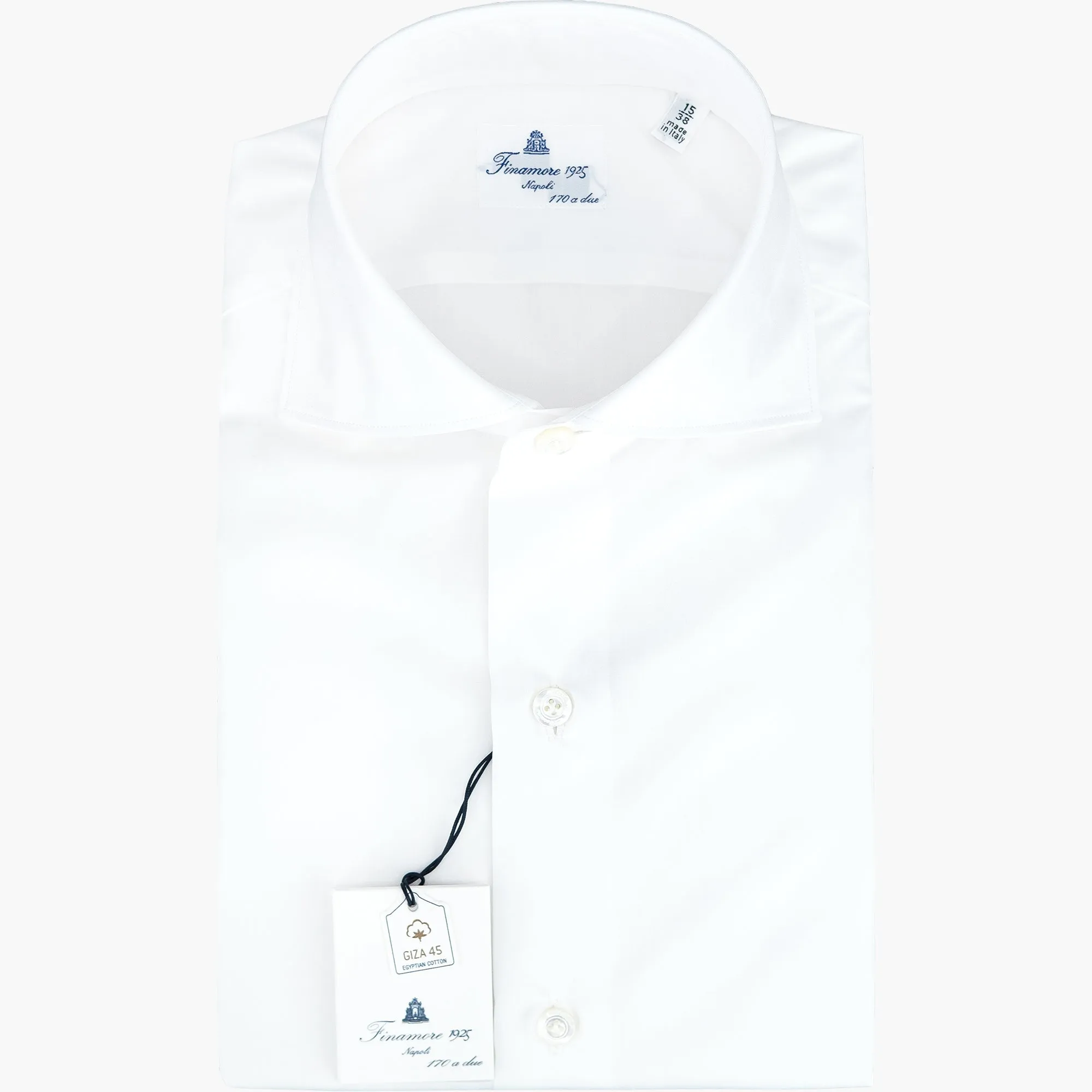 Camicia FINAMORE Milano in Esclusivo Cotone Giza 45 170 a Due Bianca