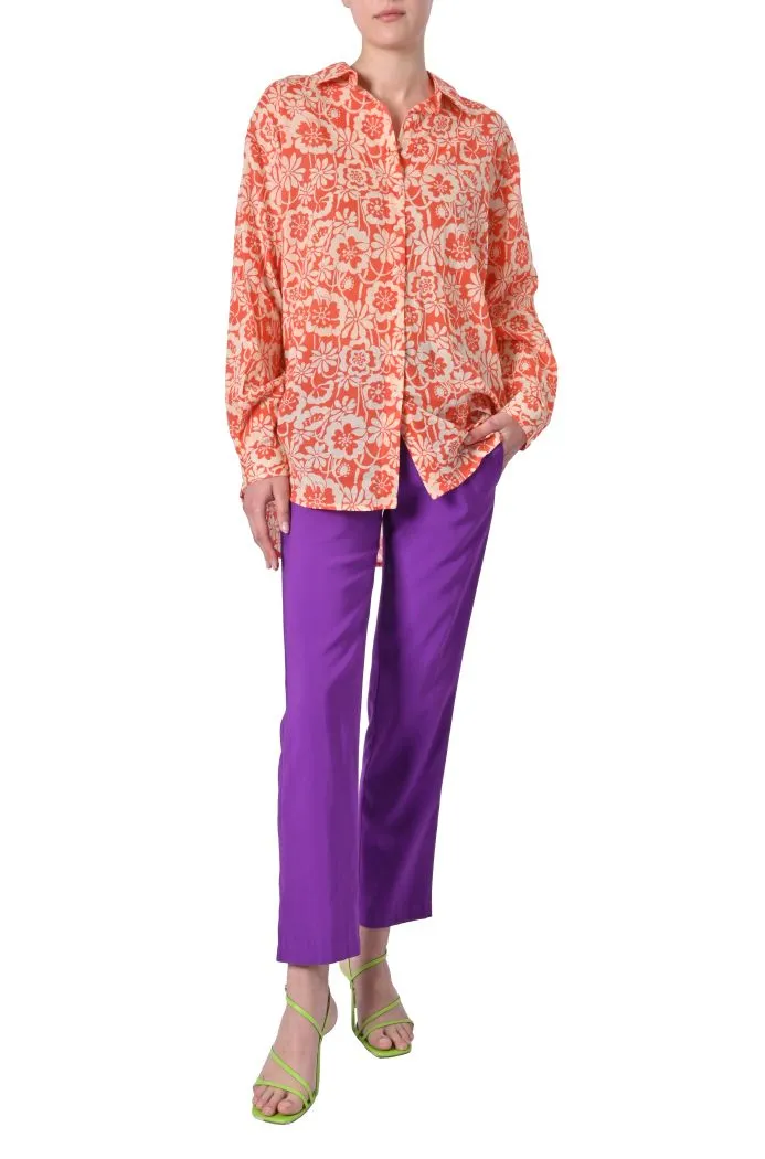 Camicia Flowers in voile stampato di Compaia Fantástica