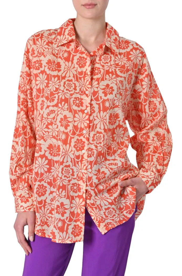 Camicia Flowers in voile stampato di Compaia Fantástica