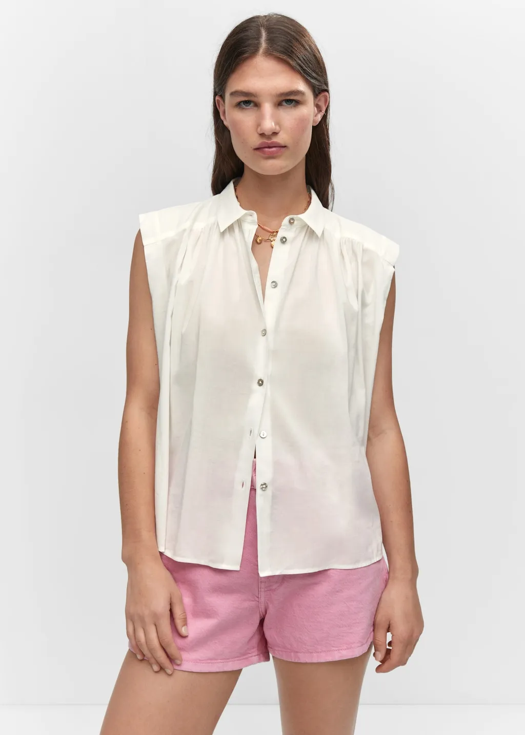 Camicia senza maniche bottoni