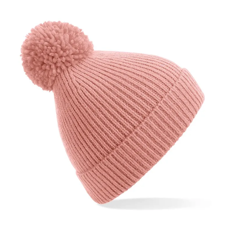 Cappello a coste con pompon