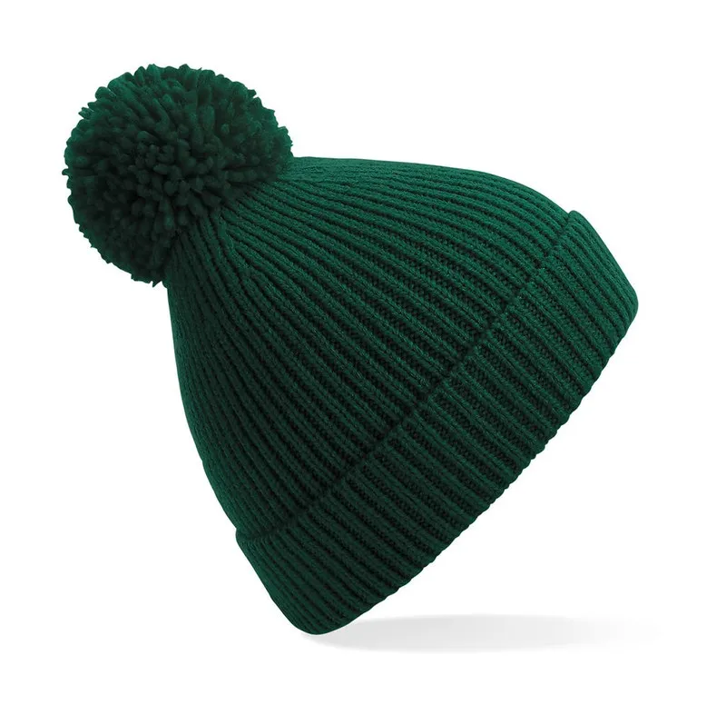 Cappello a coste con pompon