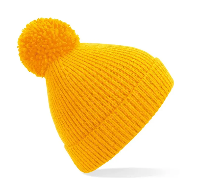 Cappello a coste con pompon