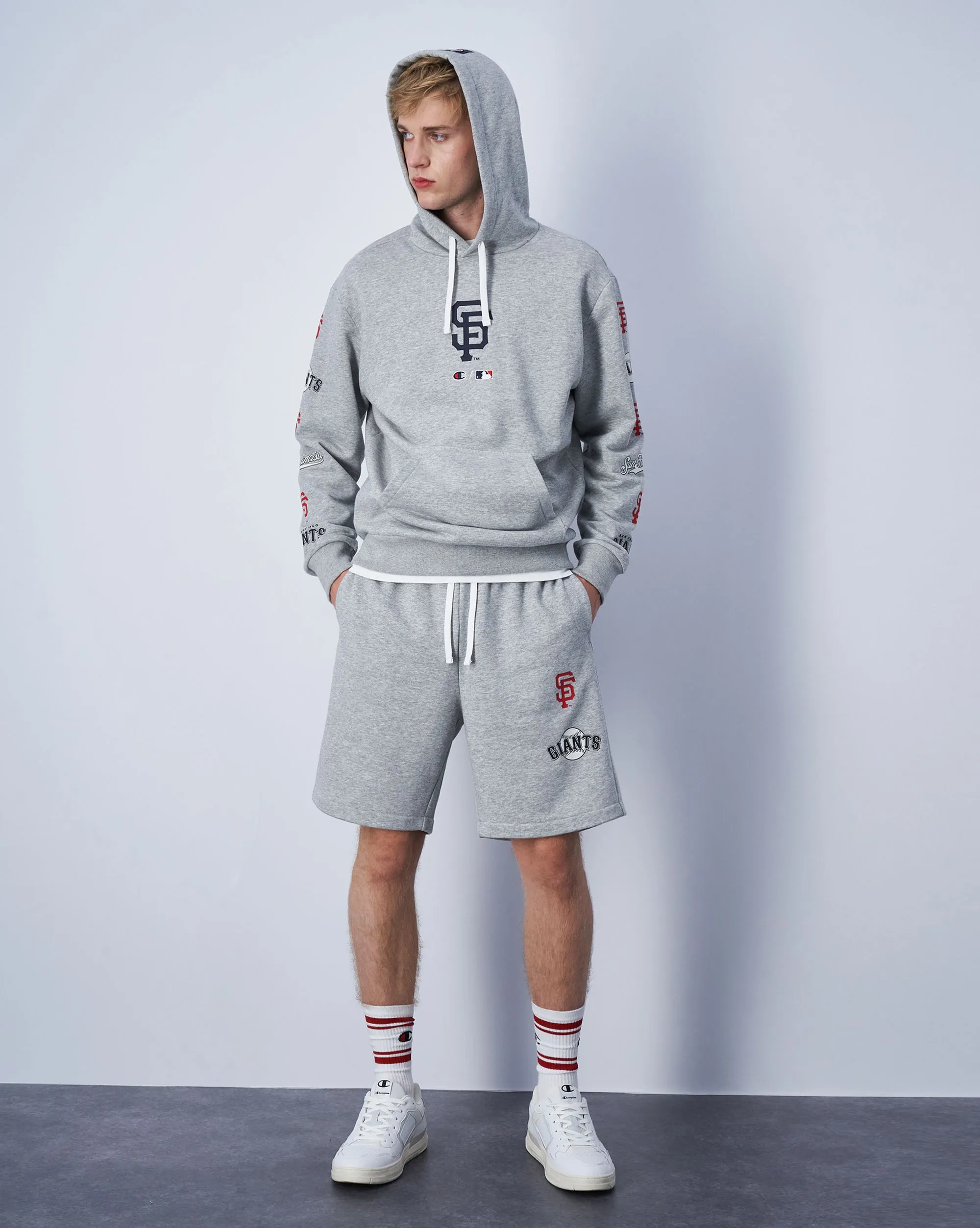 Champion x MLB Felpa Con Cappuccio Cosy Fit San Francisco Giants Grigio Uomo