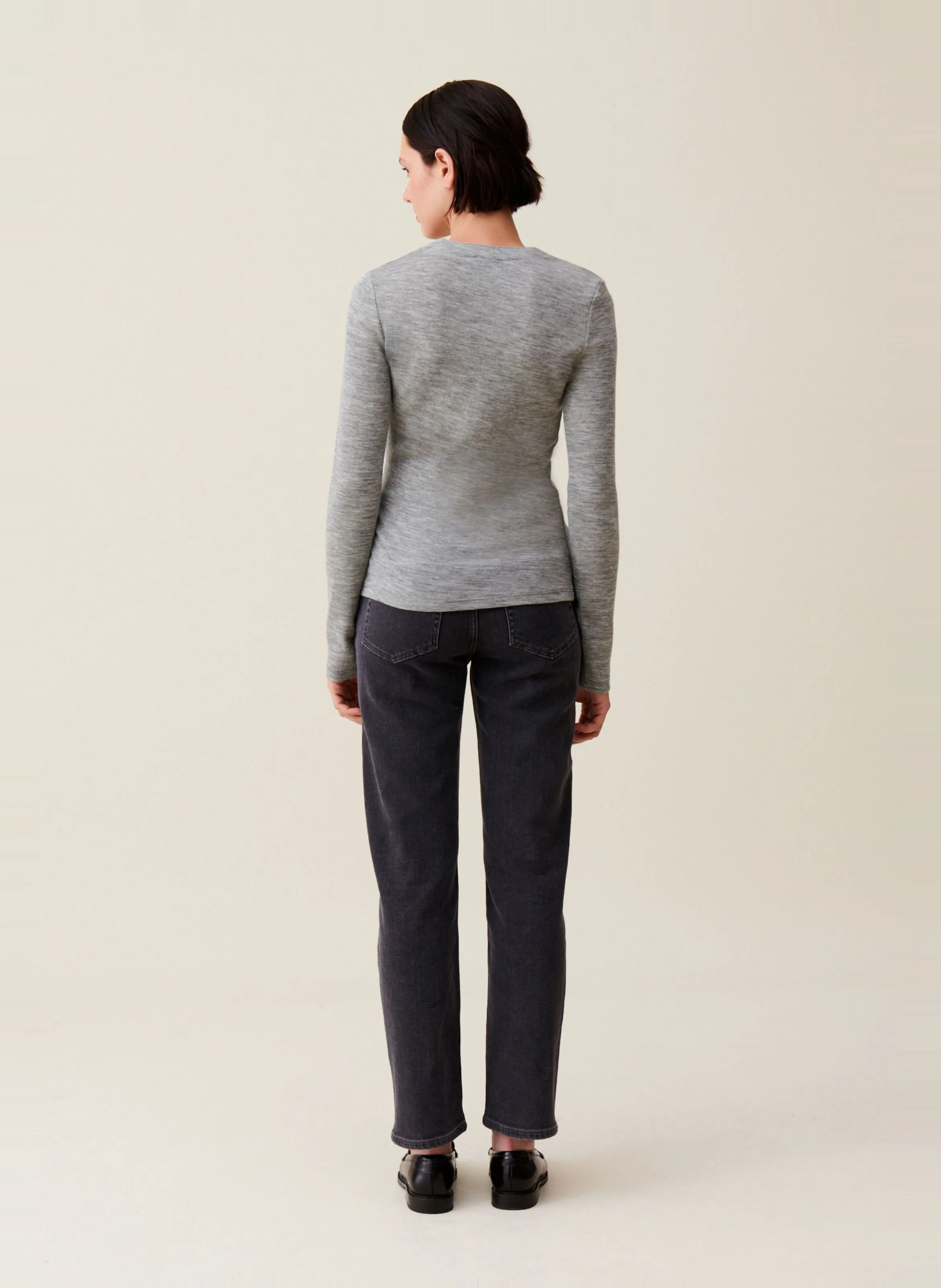  CLAUDIE PIERLOT   Top aderente in lana a maglia | Grigio