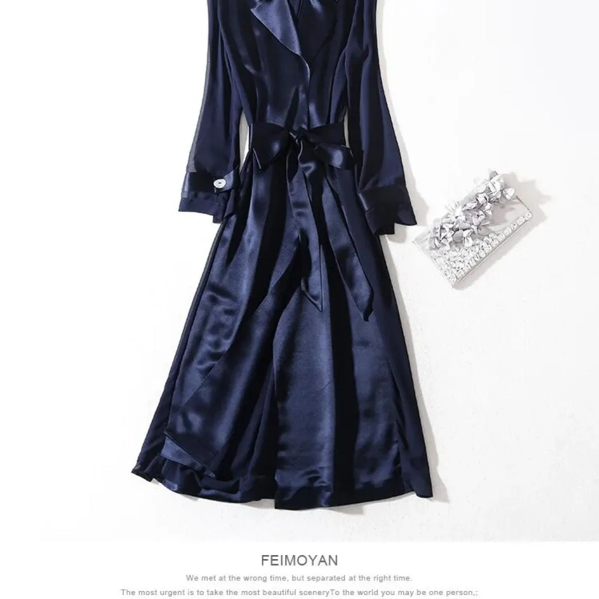 Designer Donna Abbigliamento Giacca a vento Donna Nuovo Mid Long Autumn Cappotto sottile Manica in organza Cappotto in acetato T