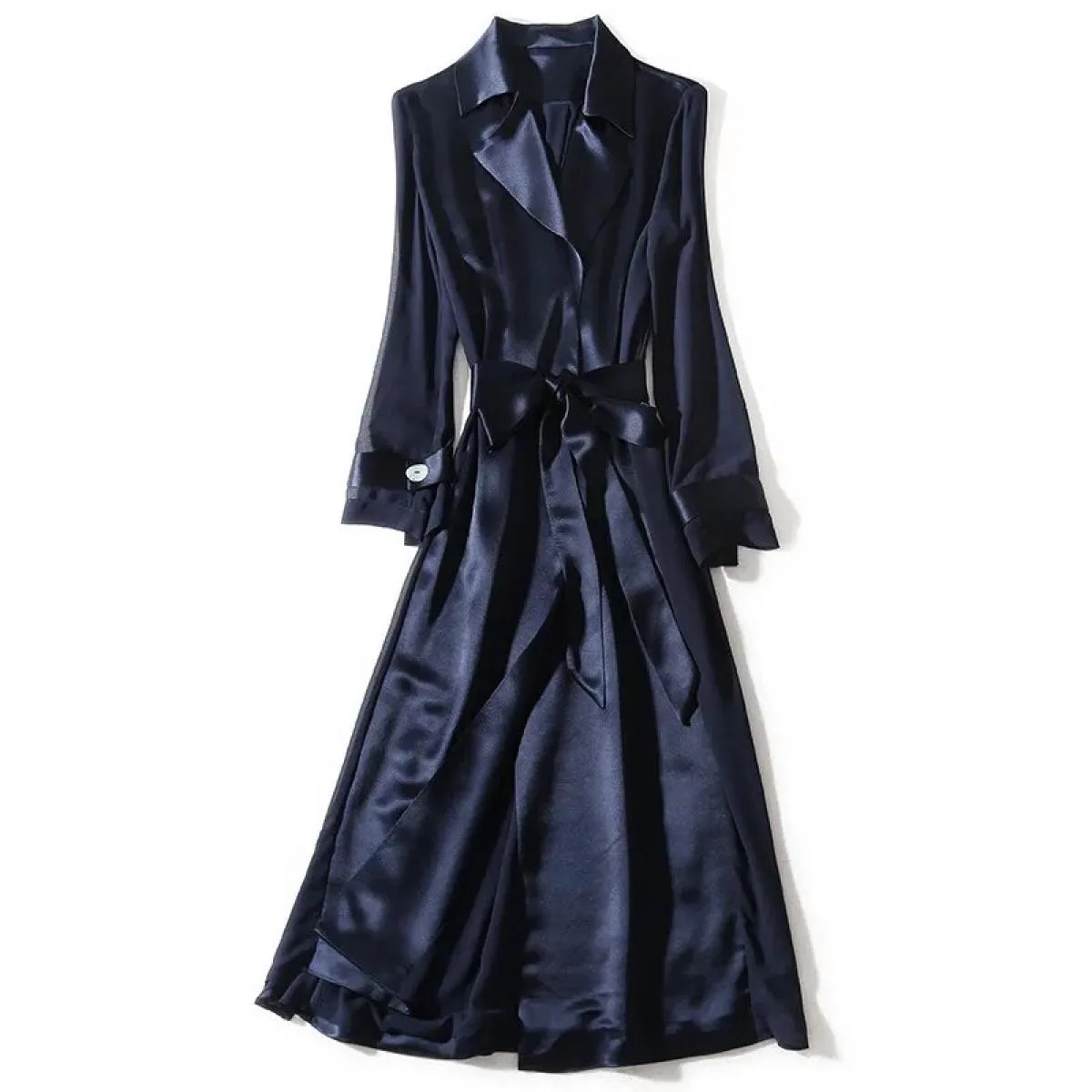 Designer Donna Abbigliamento Giacca a vento Donna Nuovo Mid Long Autumn Cappotto sottile Manica in organza Cappotto in acetato T
