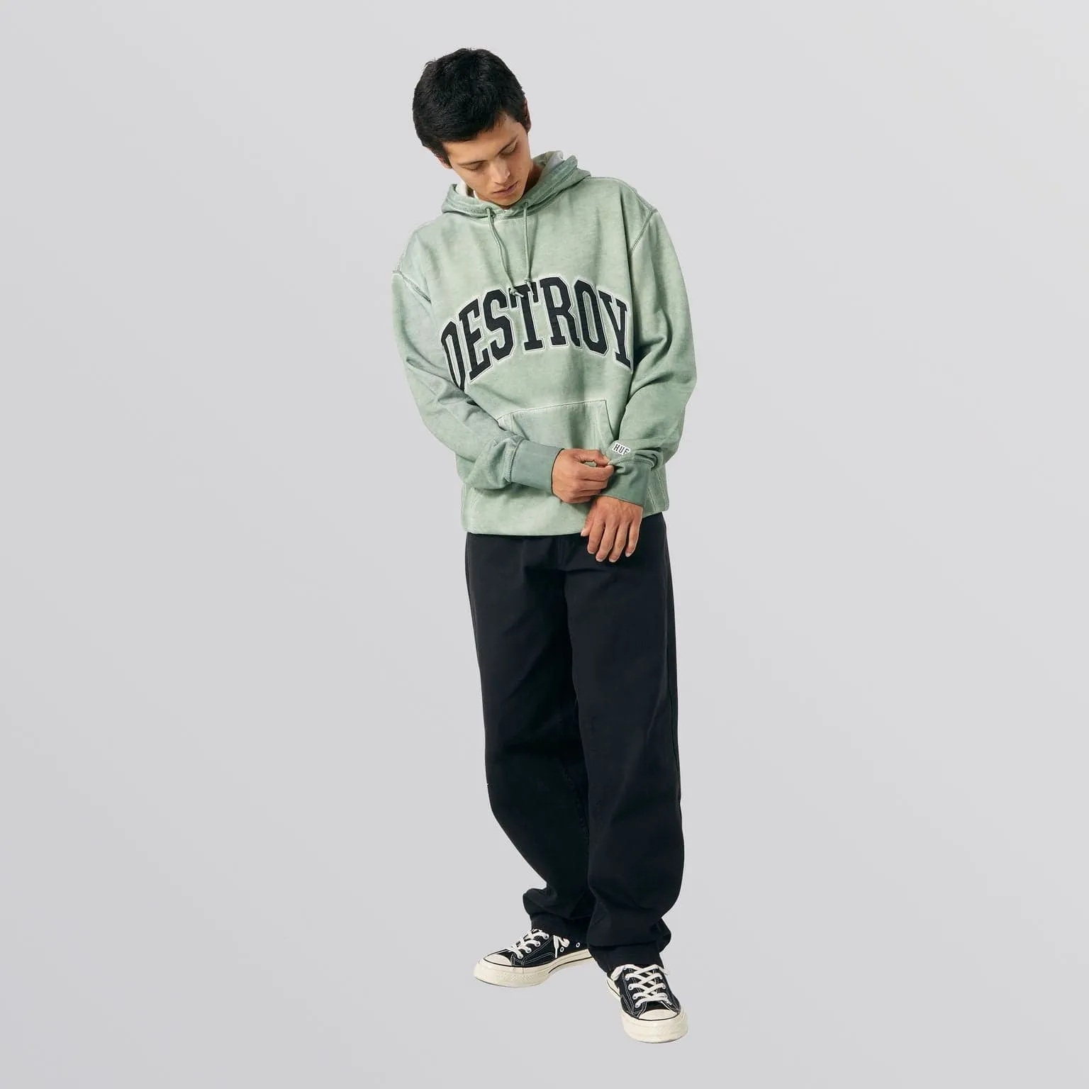 DESTROY REBUILD FADED P/O HOODIE - BASIL