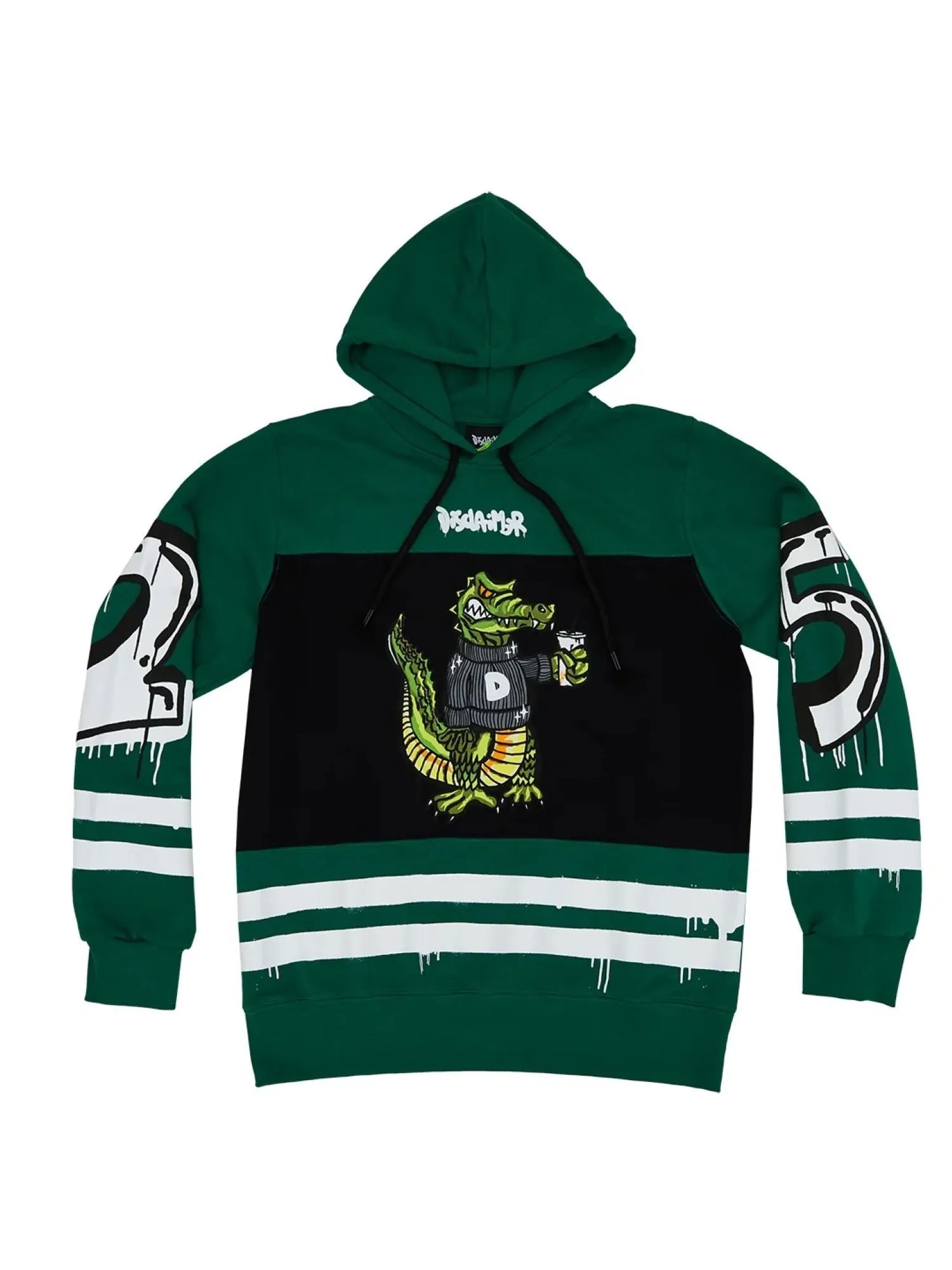 Disclaimer felpa con cappuccio e maxi stampe verde
