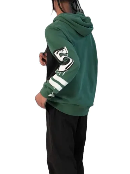 Disclaimer felpa con cappuccio e maxi stampe verde