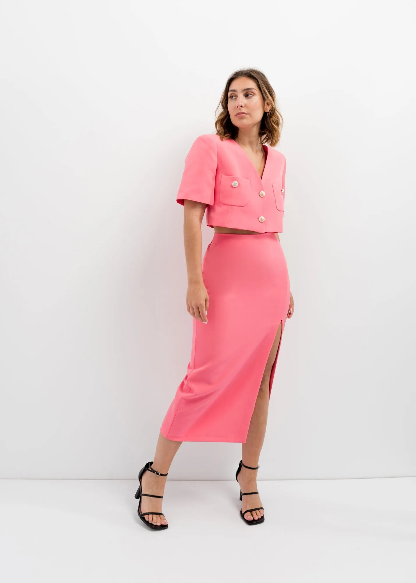 Falda midi abertura