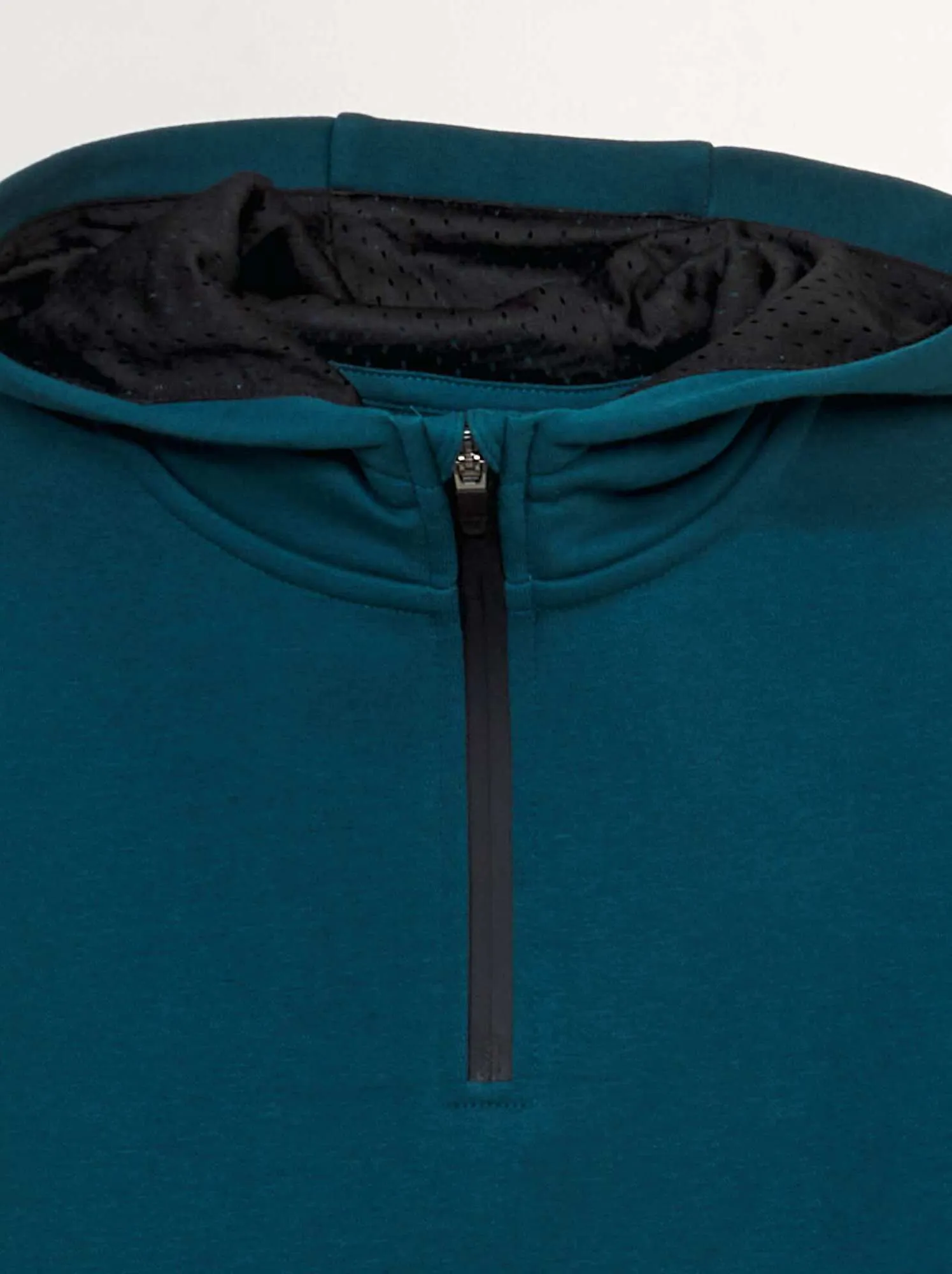 Felpa con cappuccio e collo con zip - VERDE