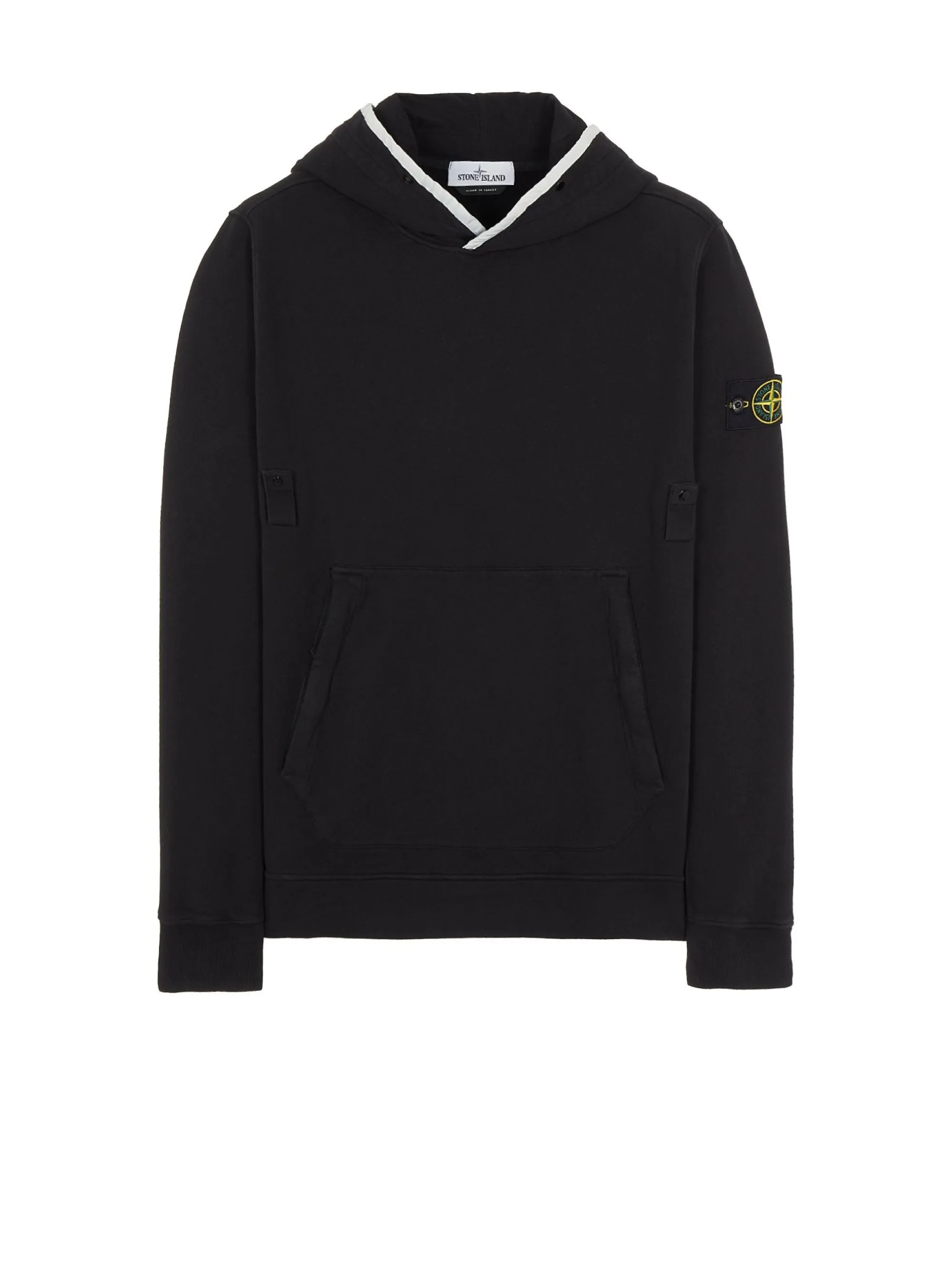 Felpa con Cappuccio in Cotone Smerigliato Nero