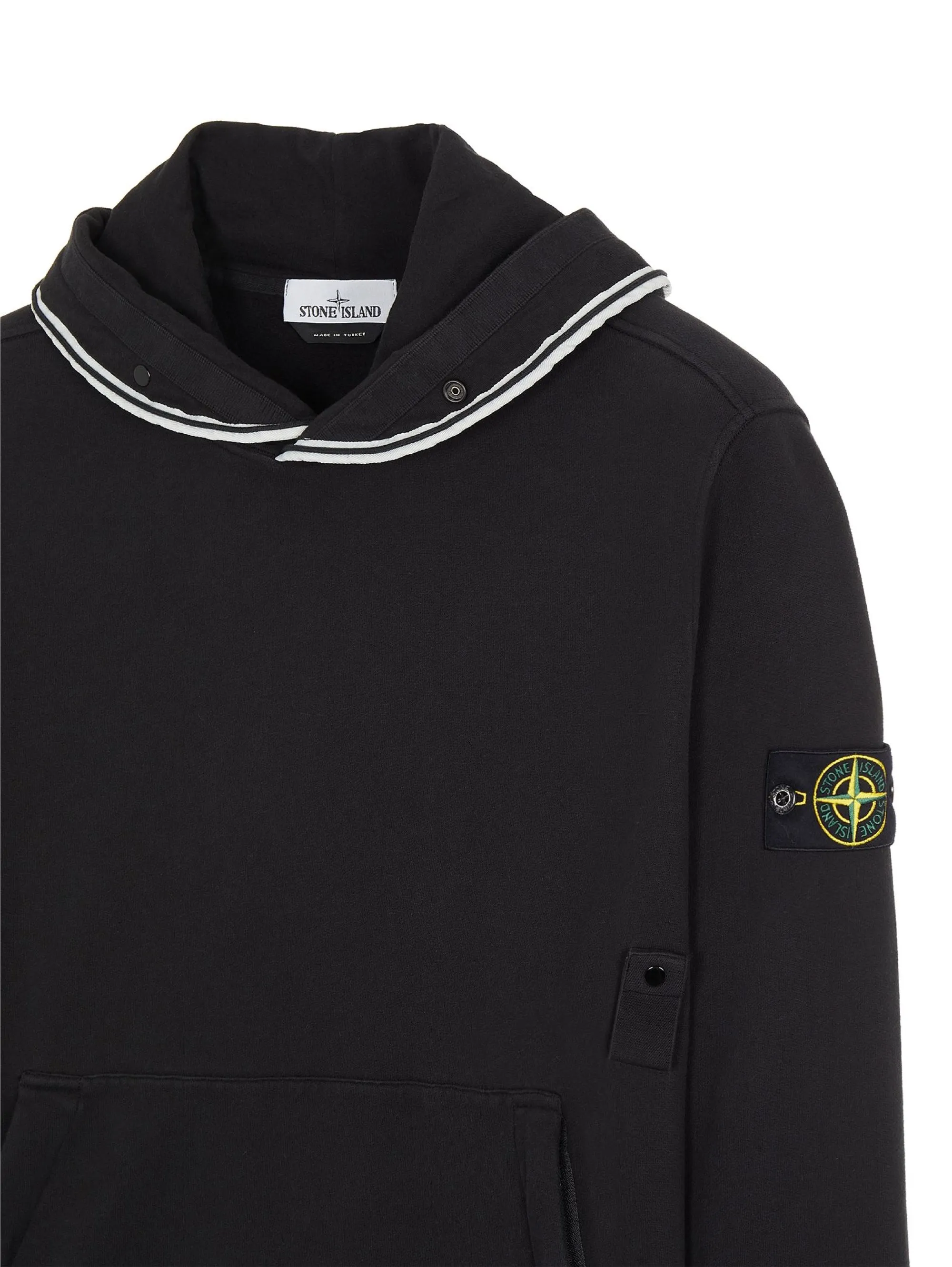 Felpa con Cappuccio in Cotone Smerigliato Nero