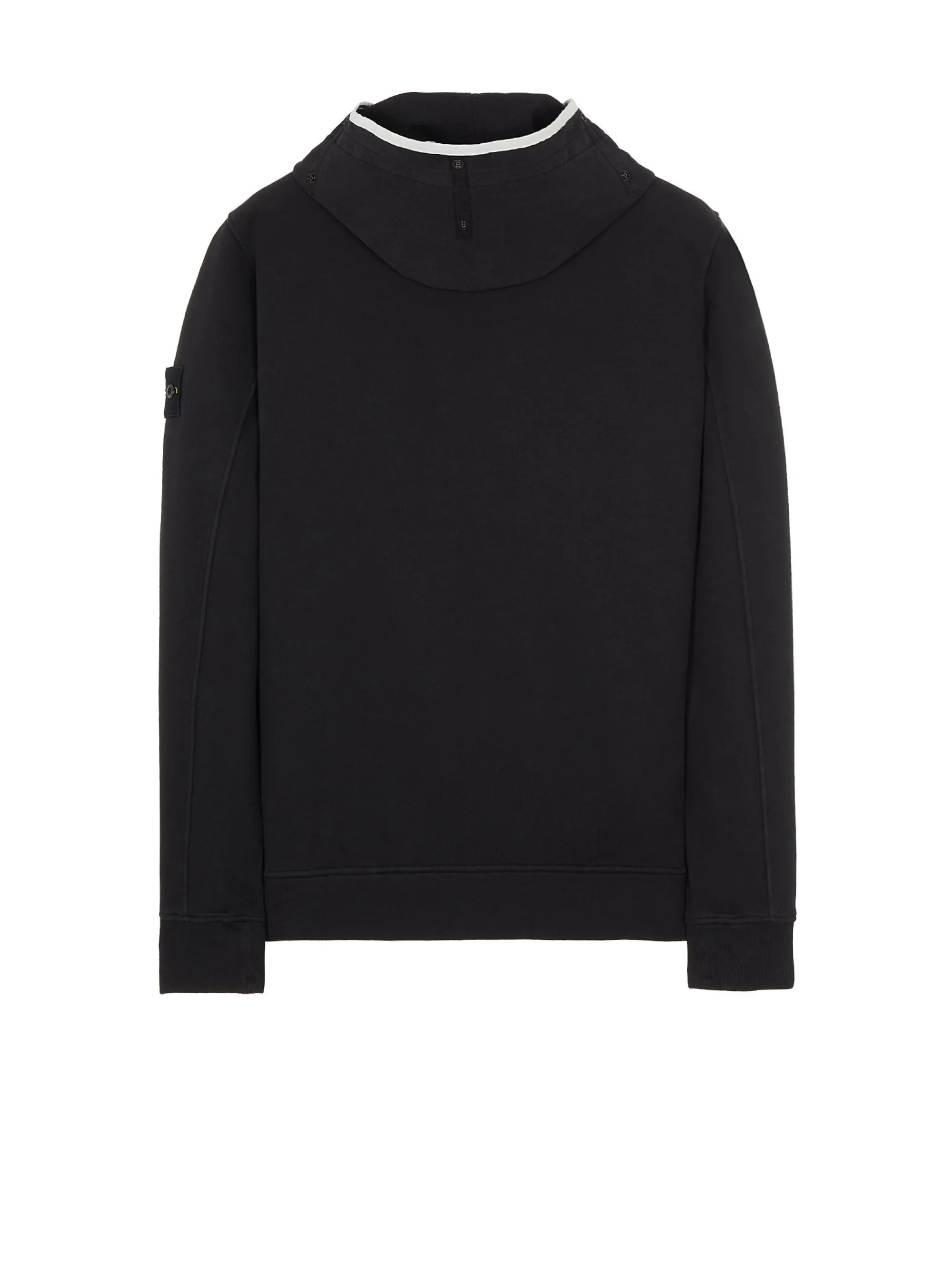 Felpa con Cappuccio in Cotone Smerigliato Nero