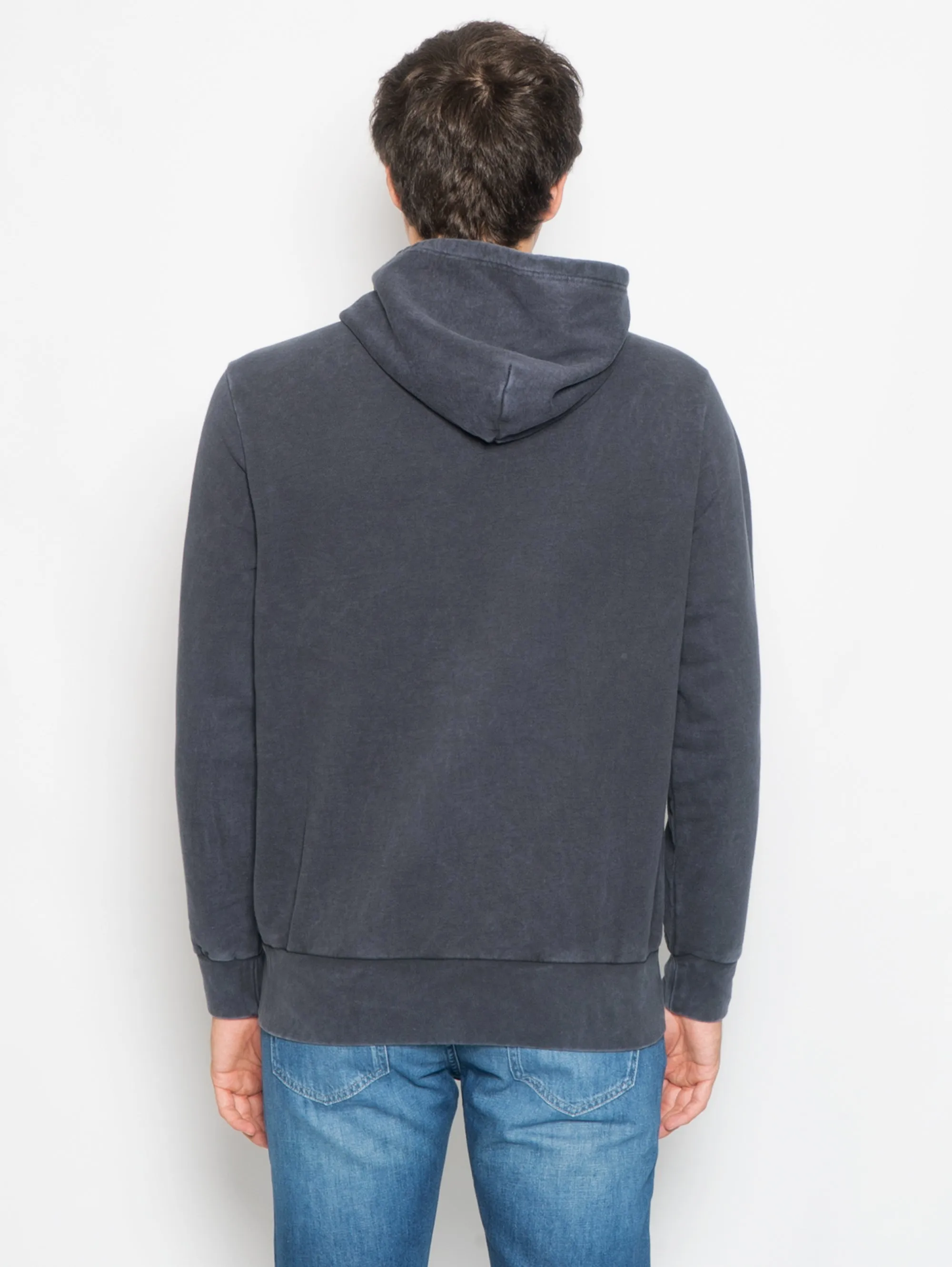 Felpa con Cappuccio in Spugna Loopback Nero