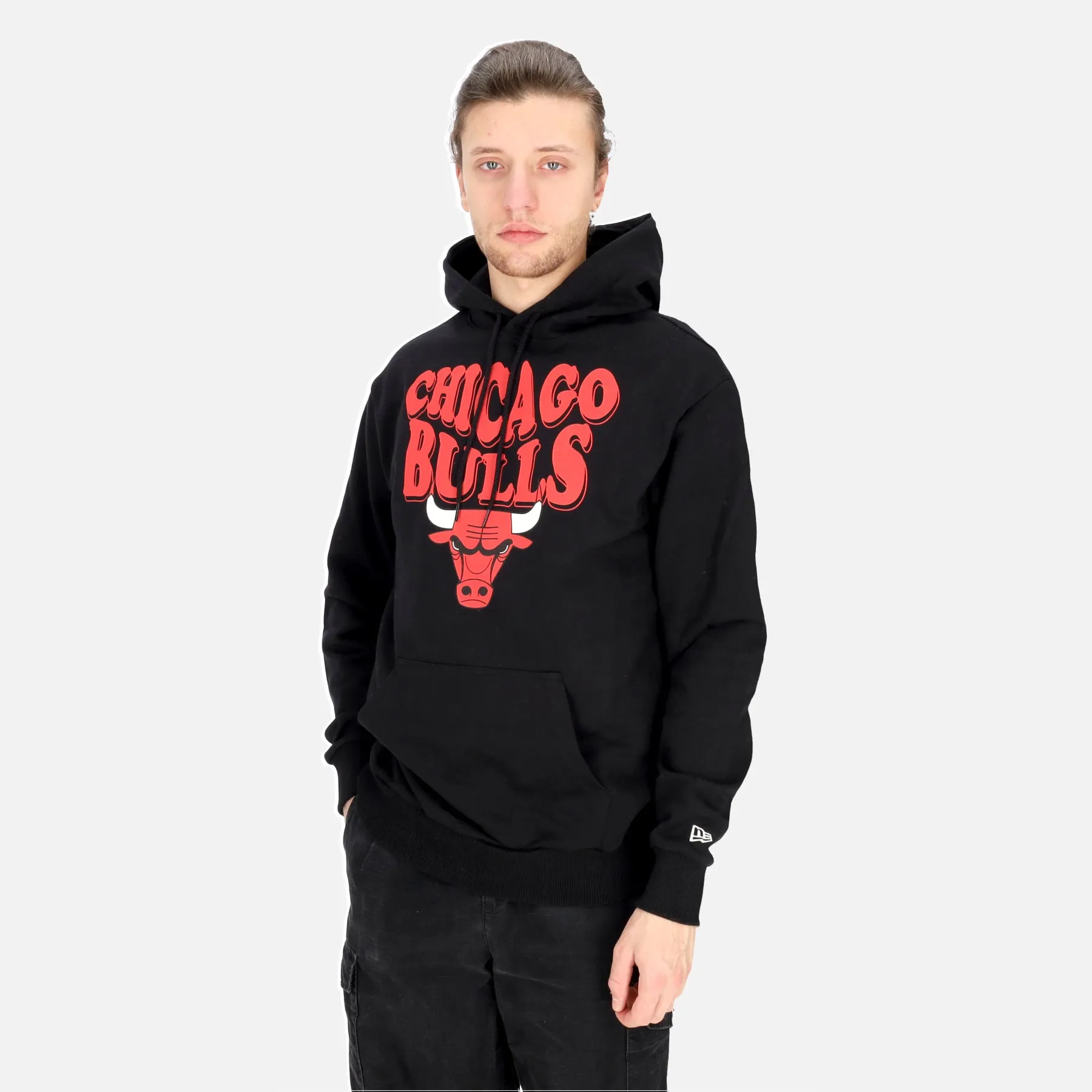 Felpa Leggera Cappuccio Uomo Nba Script Oversize Hoodie Chibul Black/front Door Red