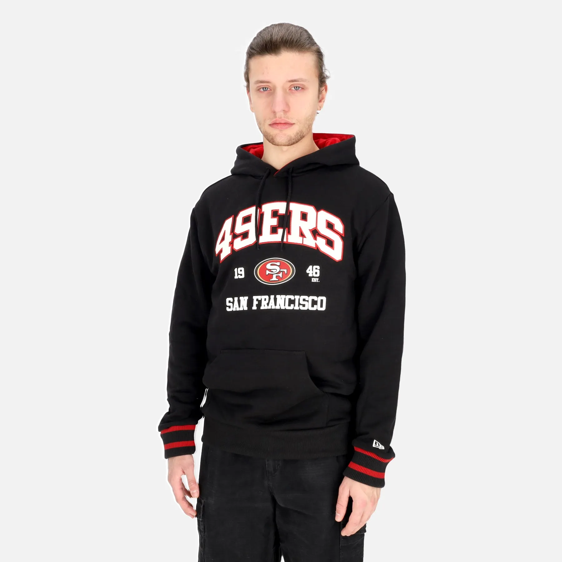 Felpa Leggera Cappuccio Uomo Nfl Oversized Hoodie Saf49e Black/scarlet