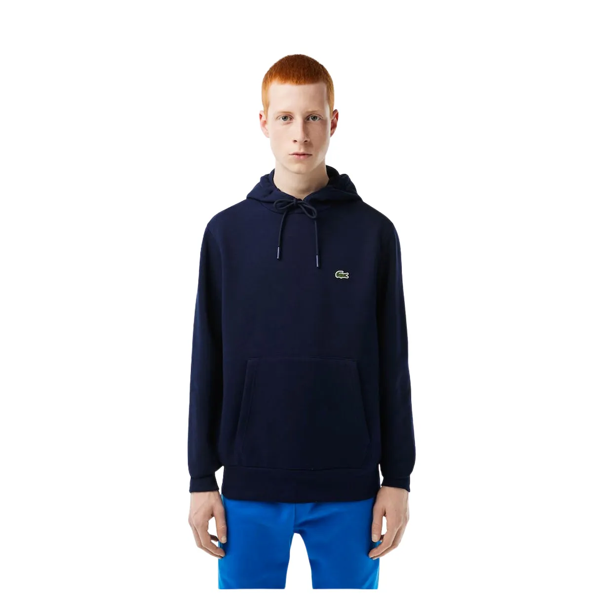 Felpa Uomo Lacoste Cappuccio Cotone Biologico Blu Navy
