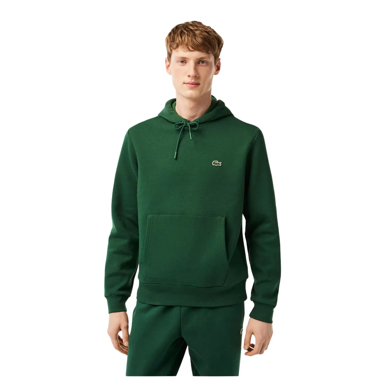 Felpa Uomo Lacoste Cappuccio Cotone Biologico Verde
