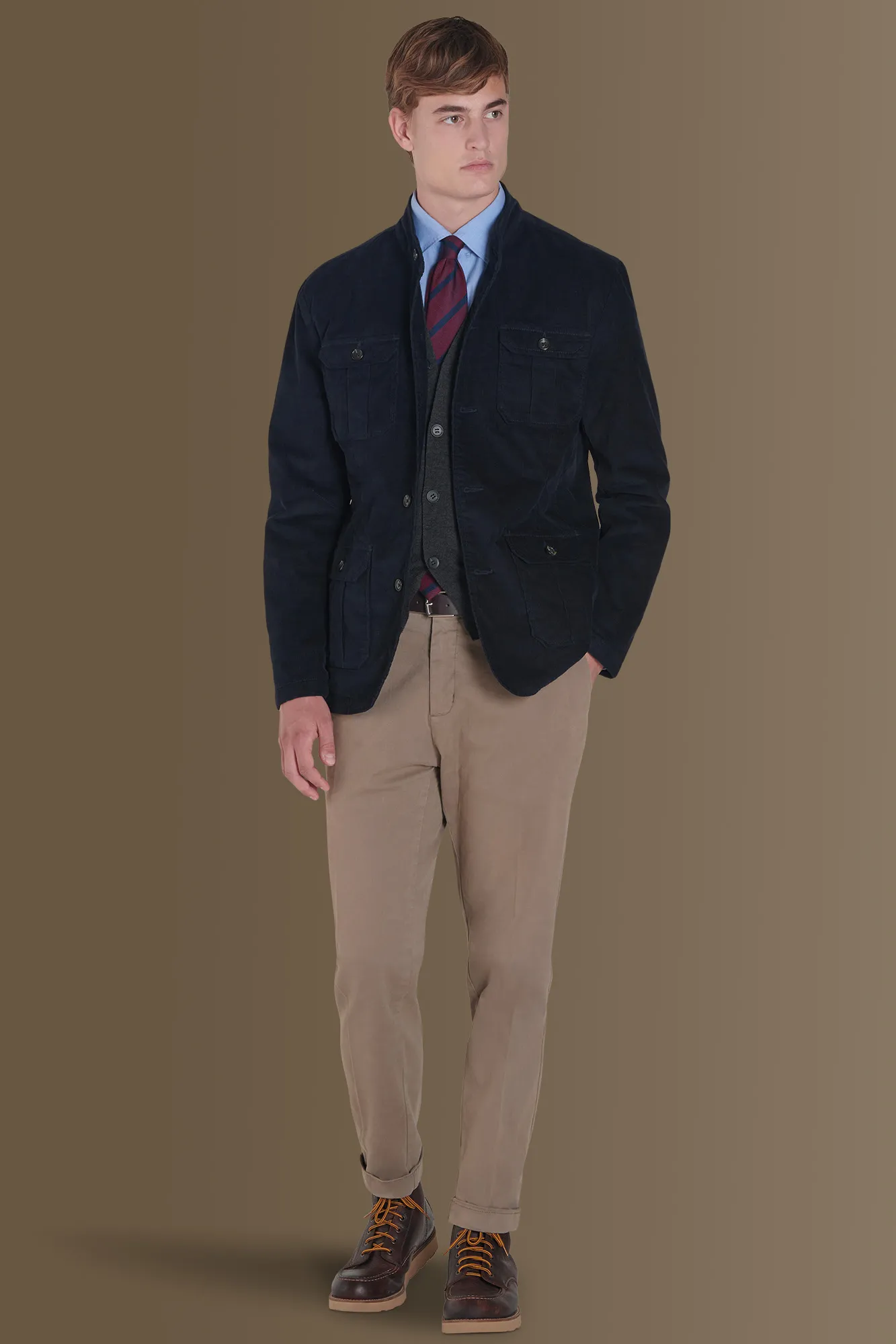 Field jacket velluto a coste misto cotone