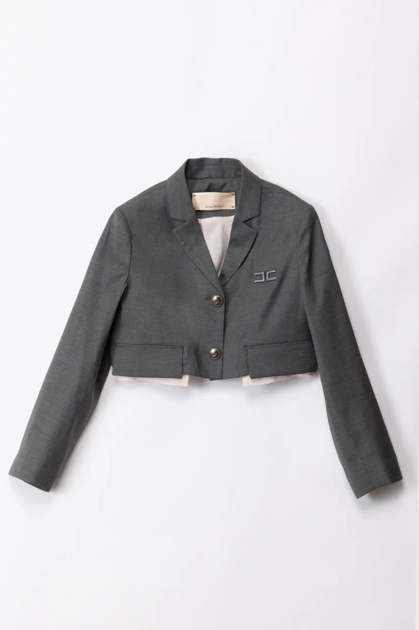 Giacca crop con ricamo LEAD