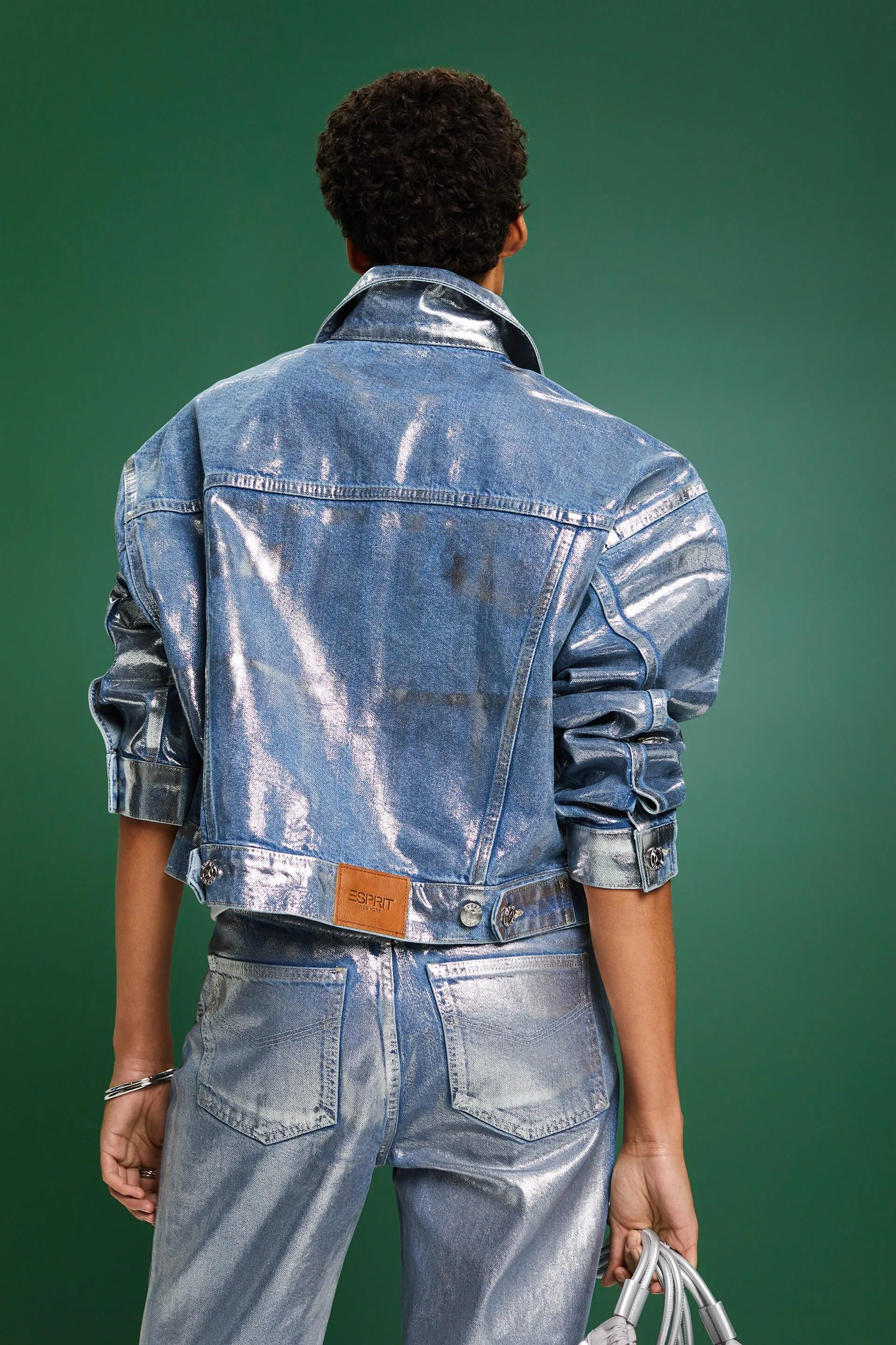 Giacca di jeans metallizzata