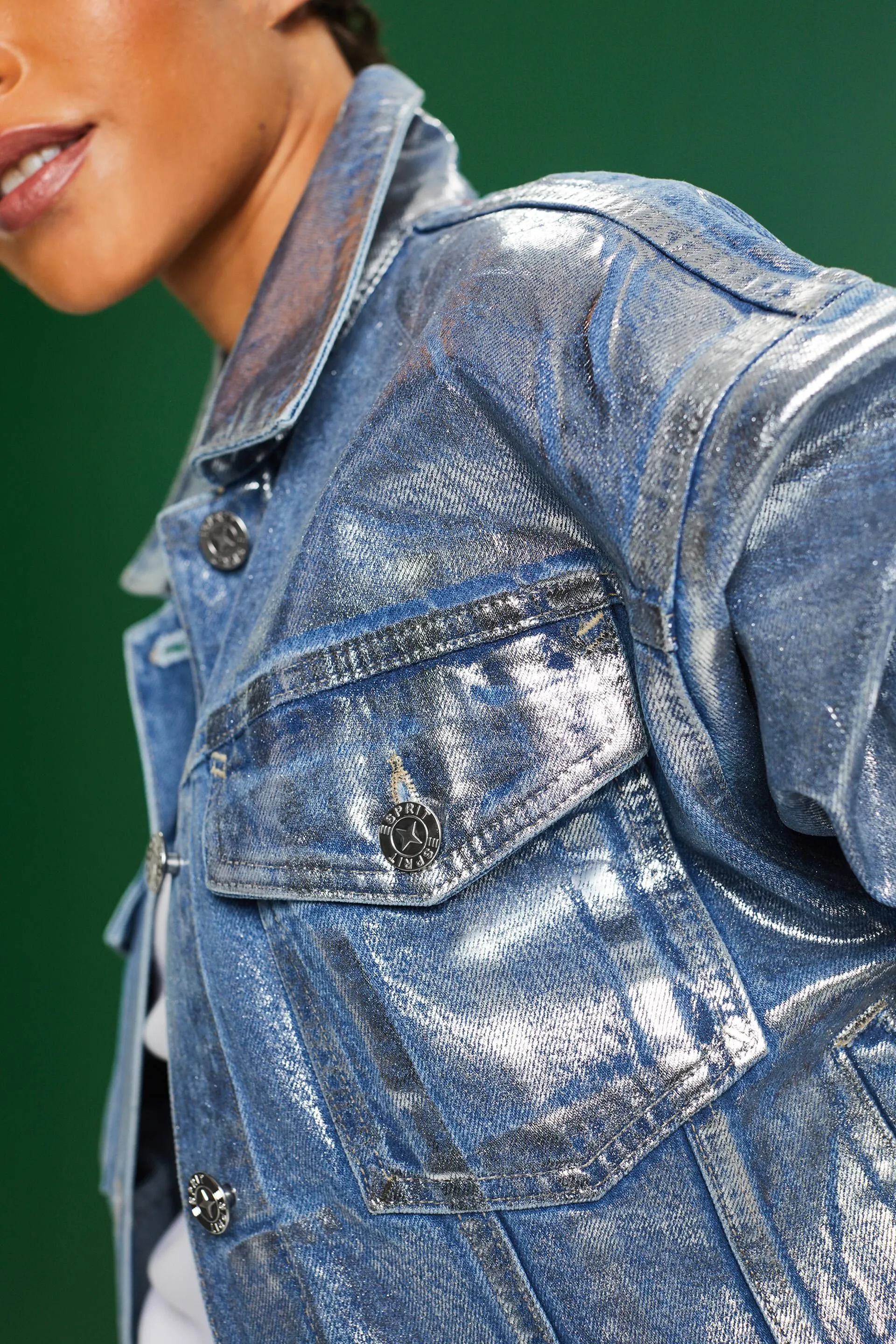 Giacca di jeans metallizzata