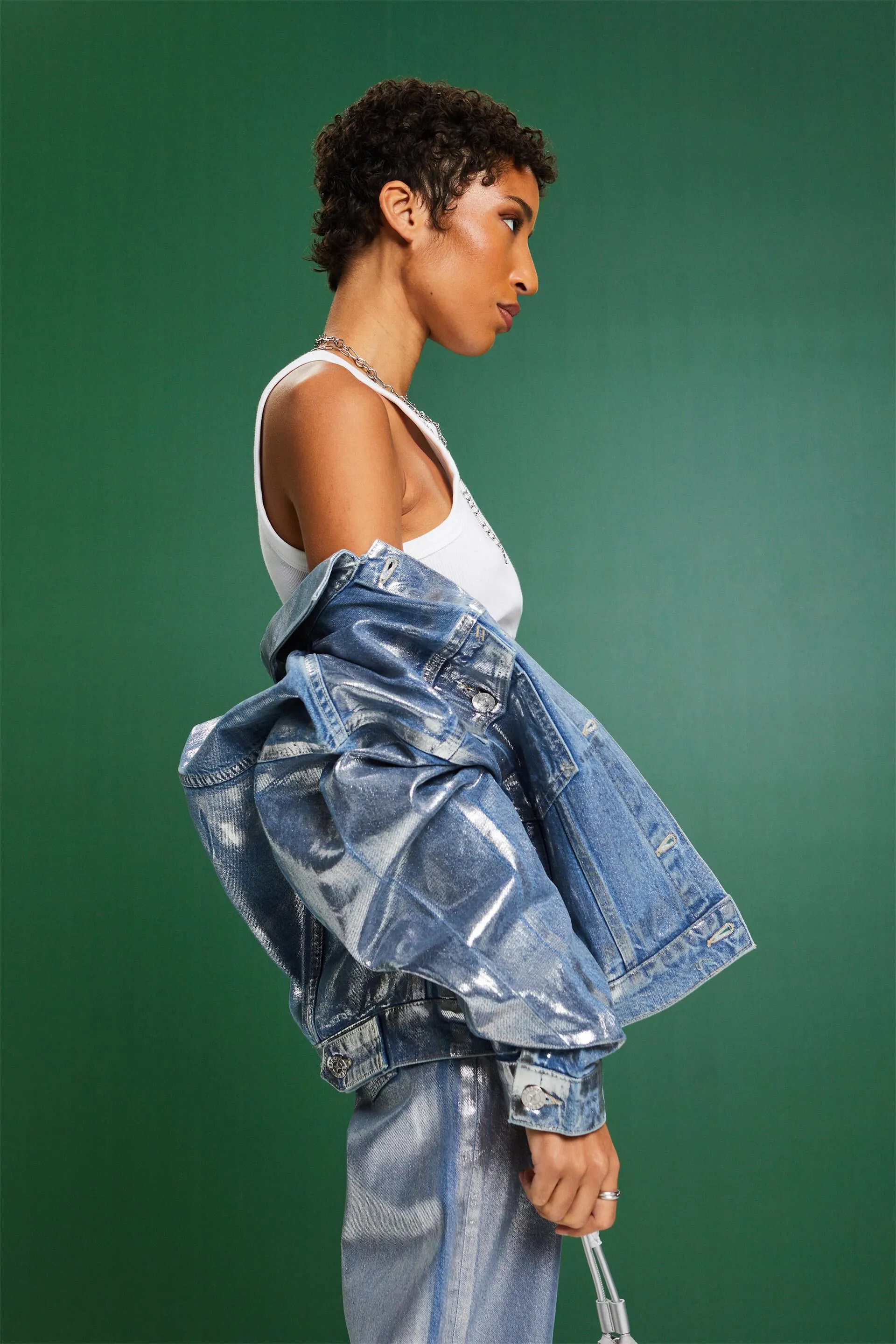 Giacca di jeans metallizzata