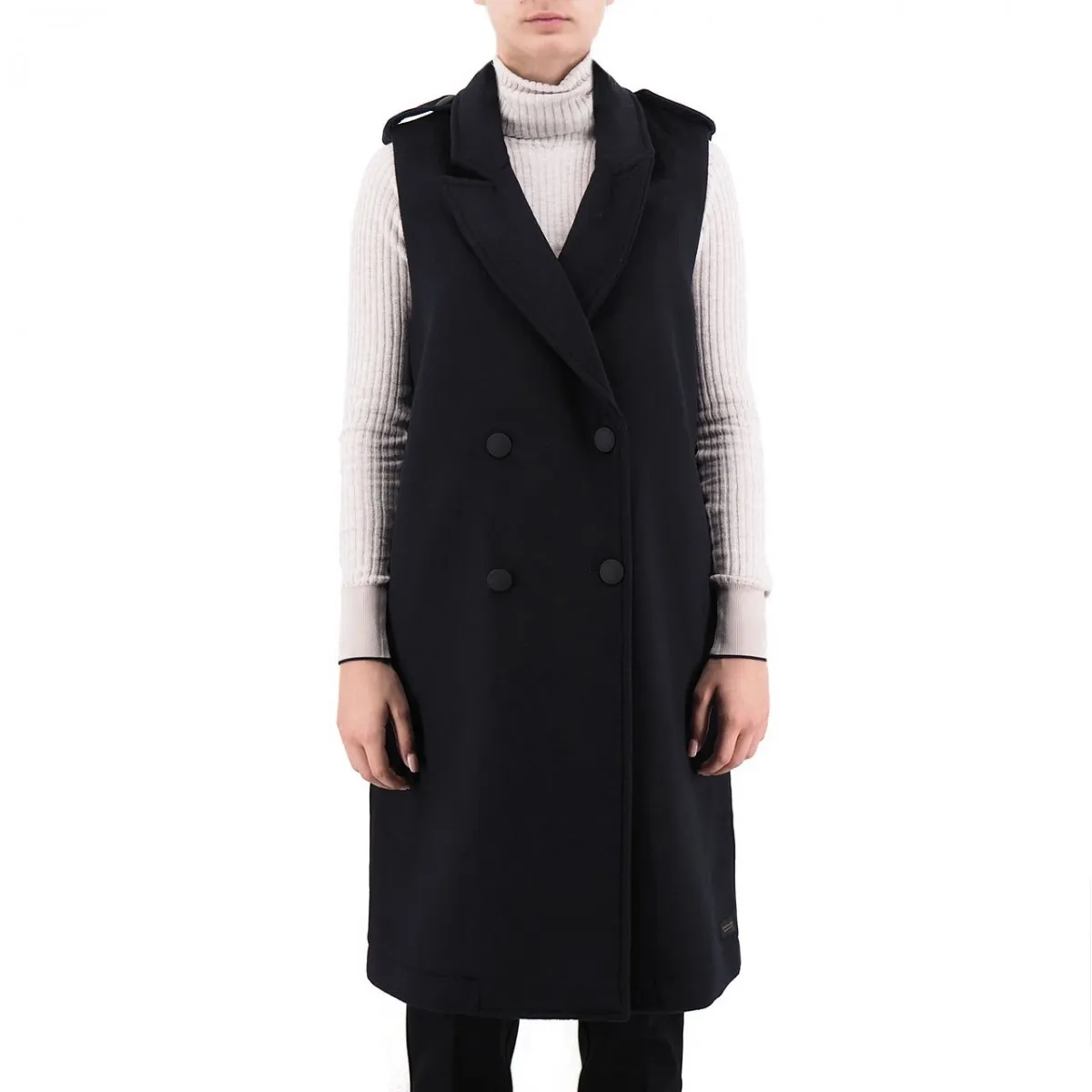 Gilet Lungo Senza Maniche Nero