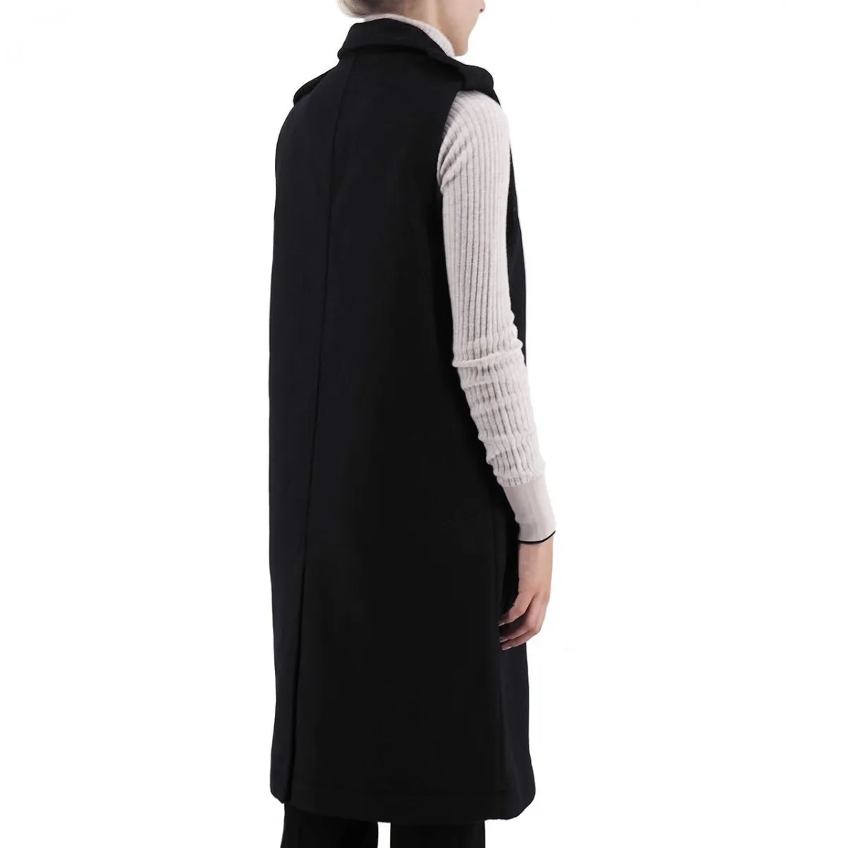 Gilet Lungo Senza Maniche Nero
