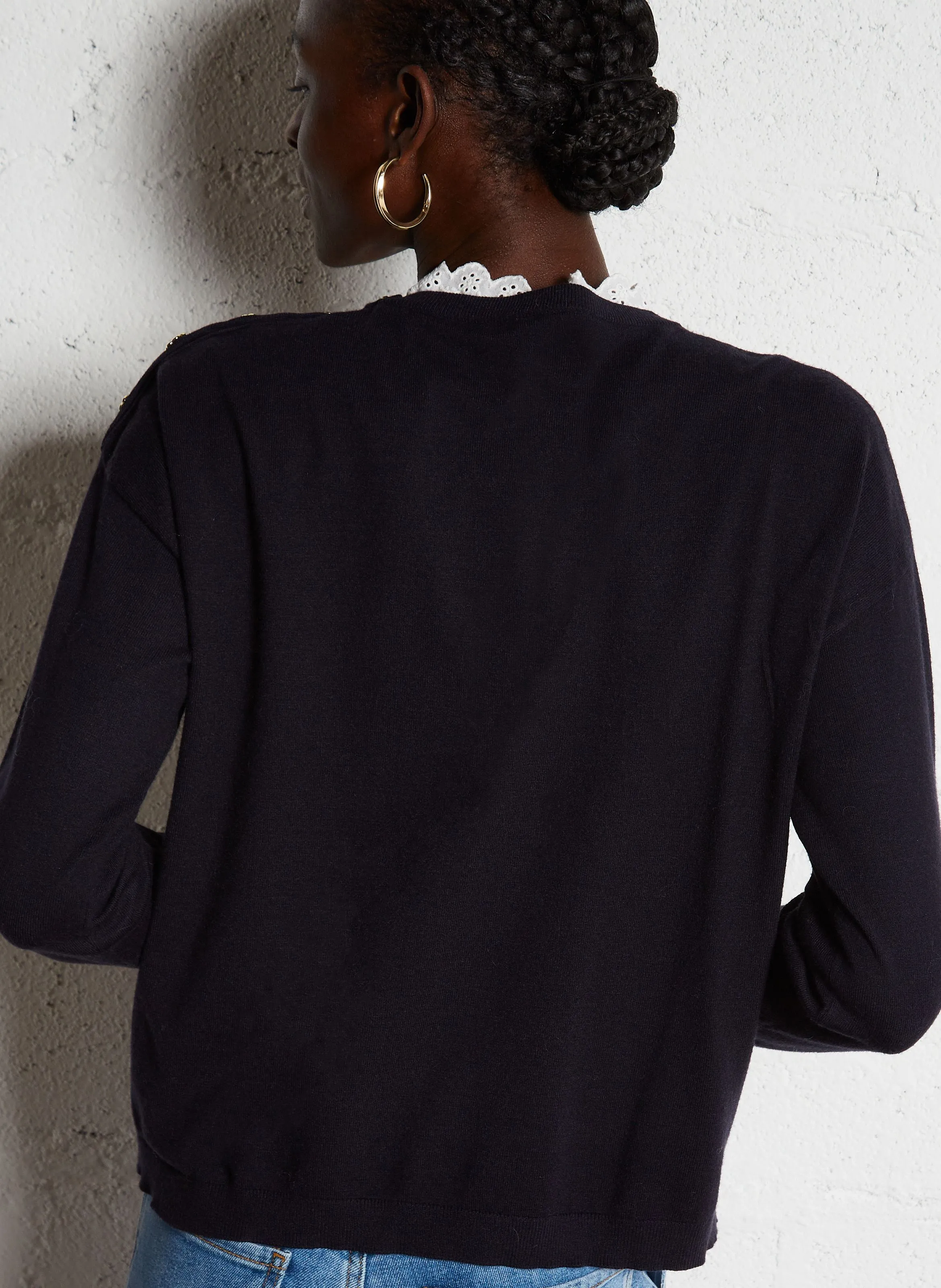  I CODE   Maglione a collo vittoriano diritto in maglia | Blu