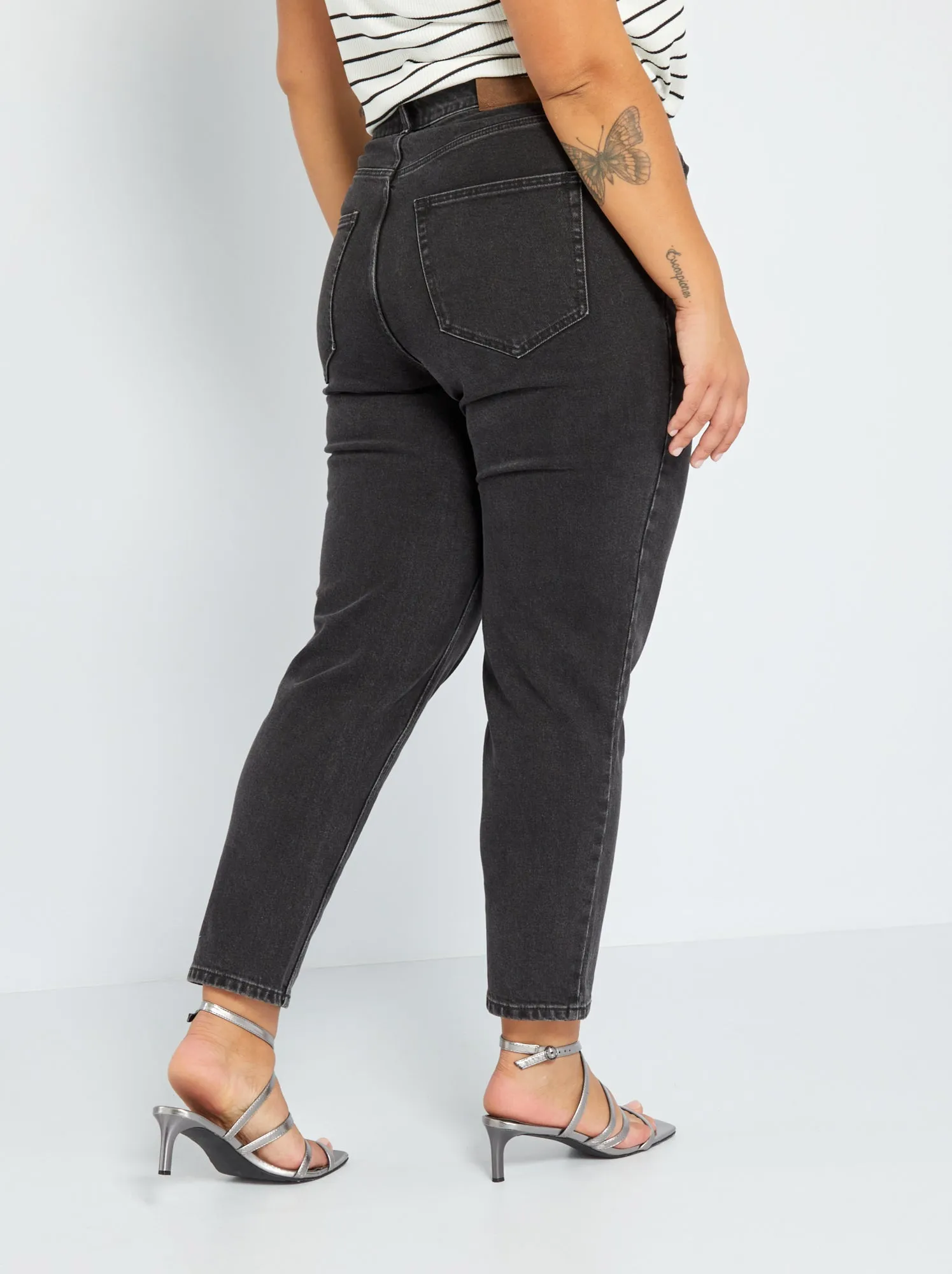Jeans mom vita alta a 5 tasche L32 - NERO