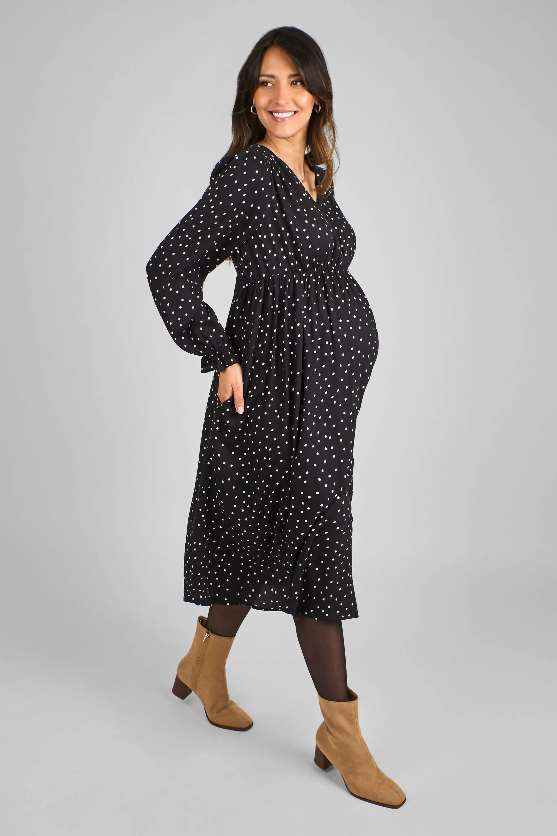 Jojo Maman Bébé Vestito Midi Premaman con Scollo a V    