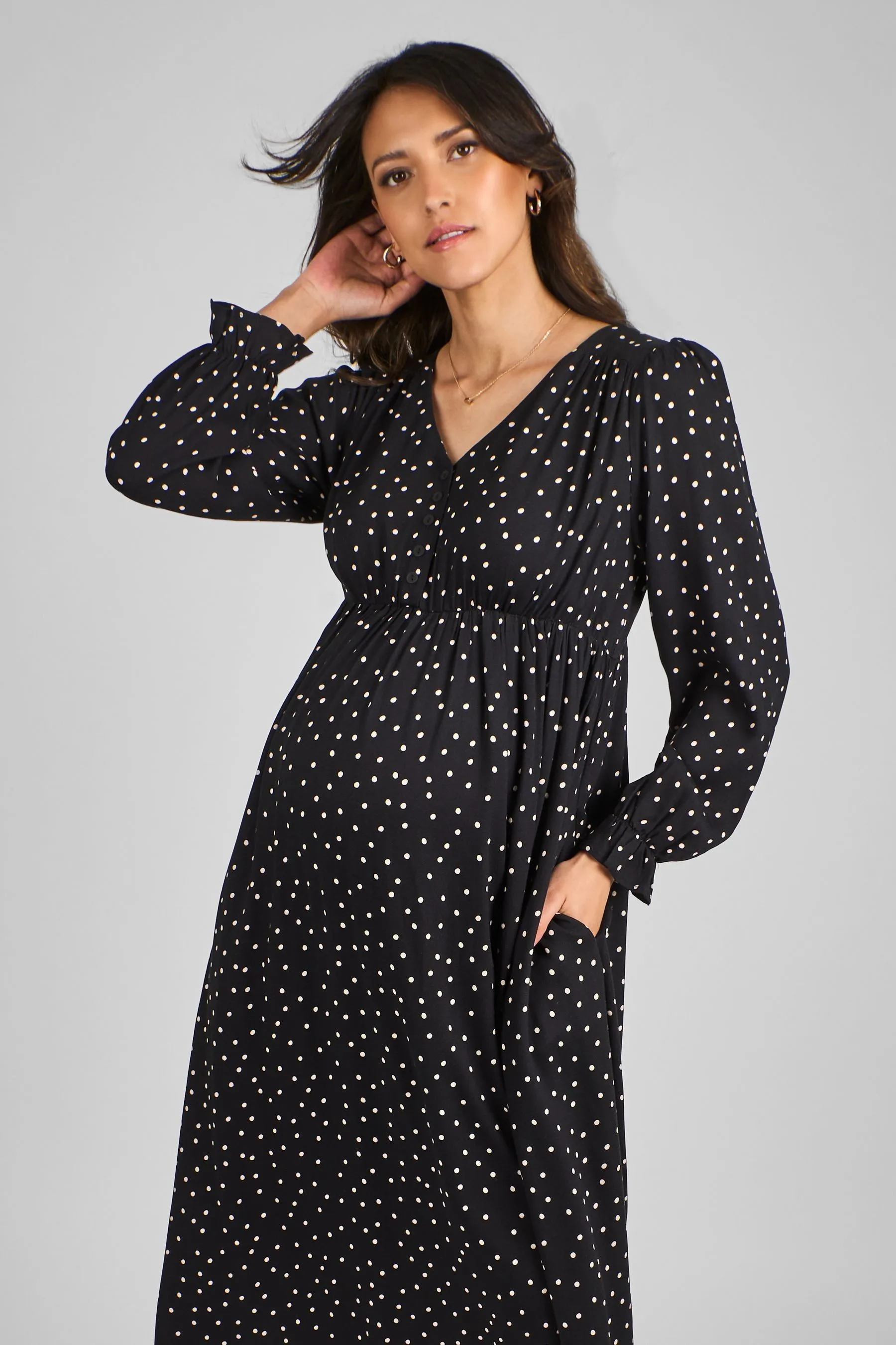 Jojo Maman Bébé Vestito Midi Premaman con Scollo a V    