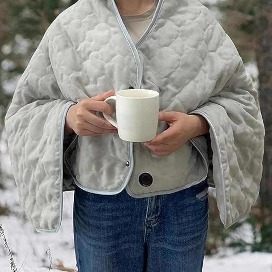 Knadgbft Coperta riscaldante scialle portatile poncho wrap regolabile 3 livelli di temperatura 141120112