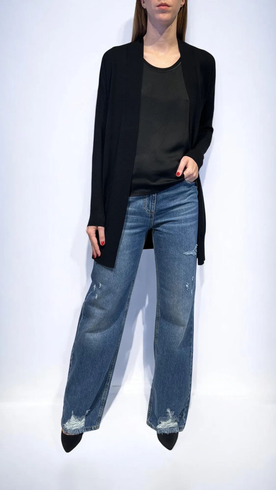 KONTATTO - CARDIGAN MAGLIA RASATA