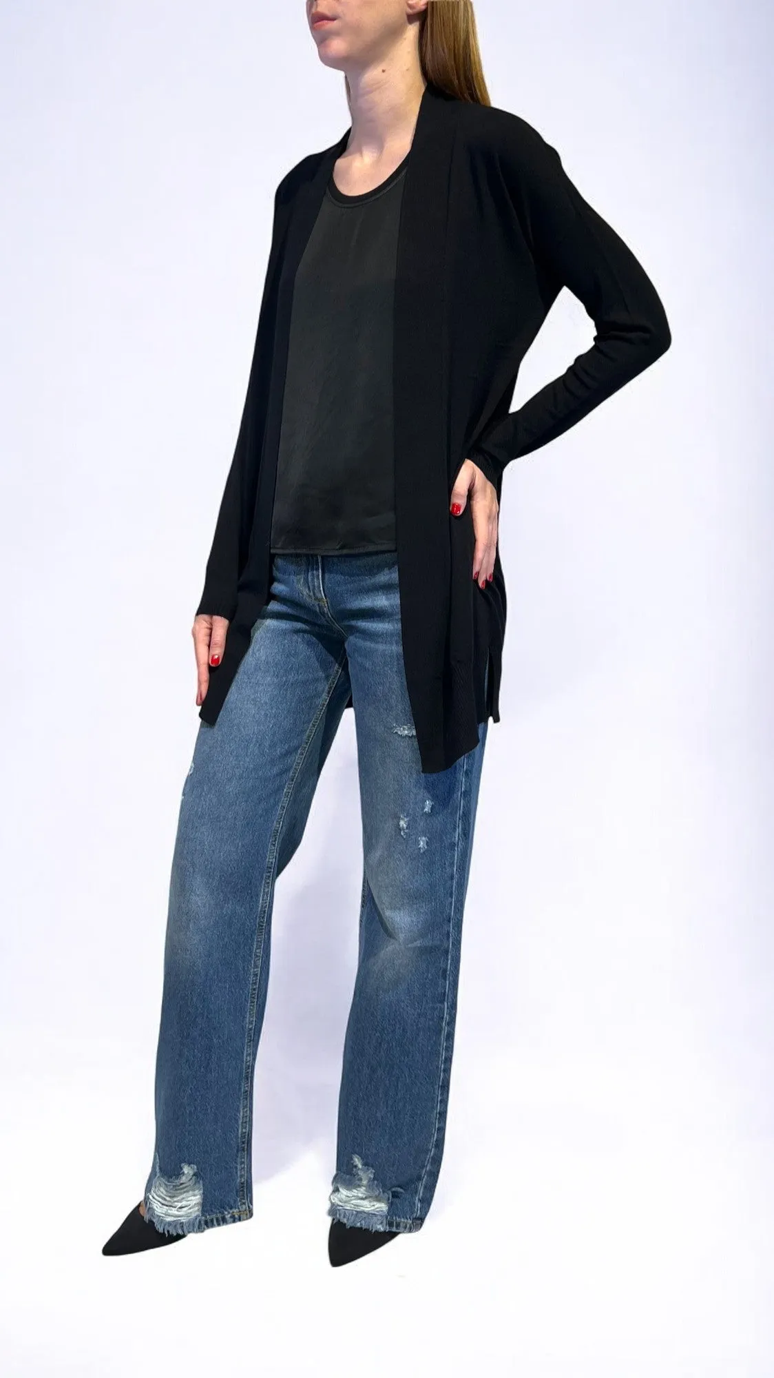 KONTATTO - CARDIGAN MAGLIA RASATA