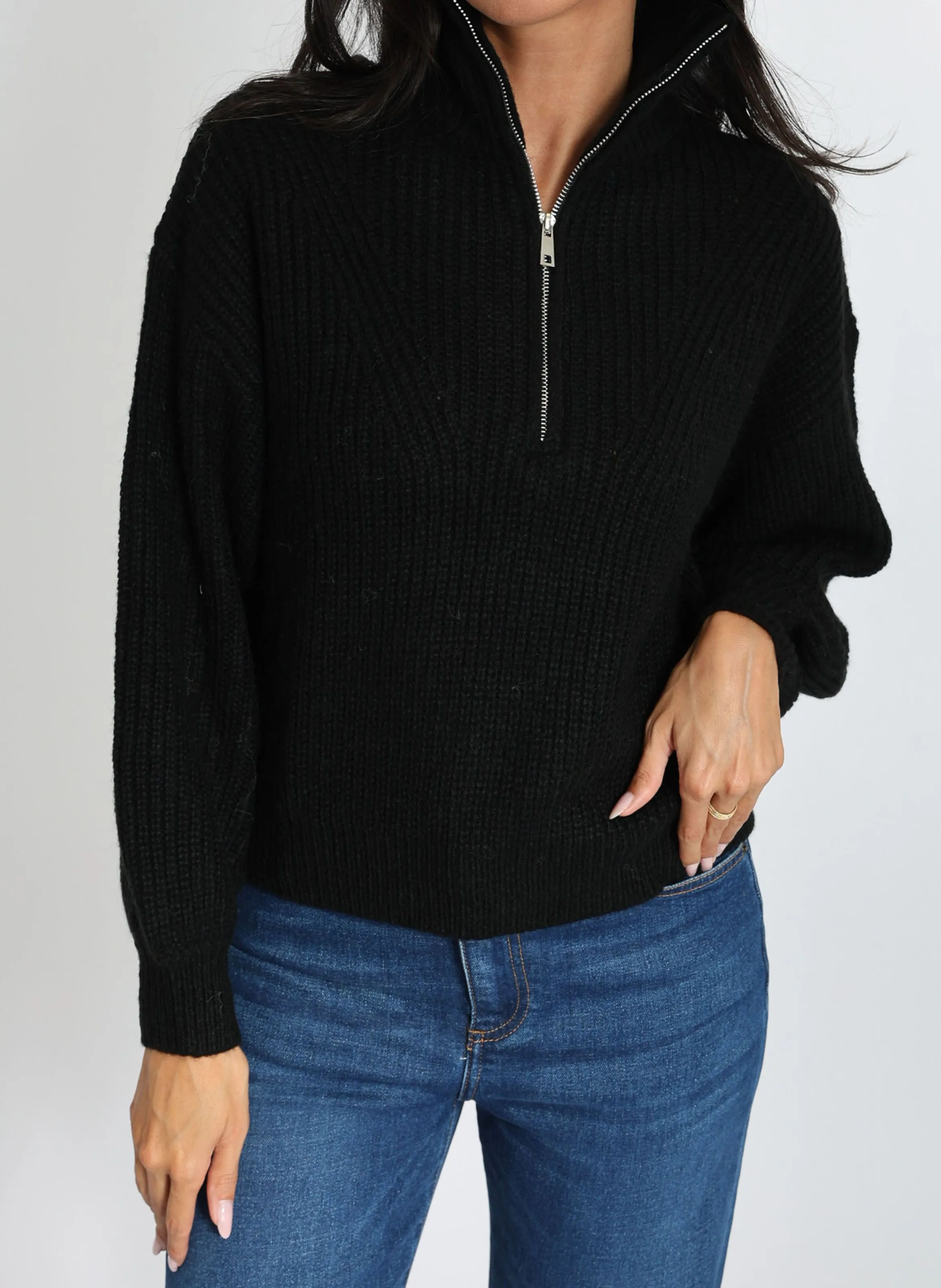  KOOKAI   MINA - Maglione a collo alto oversize in maglia mista | Nero