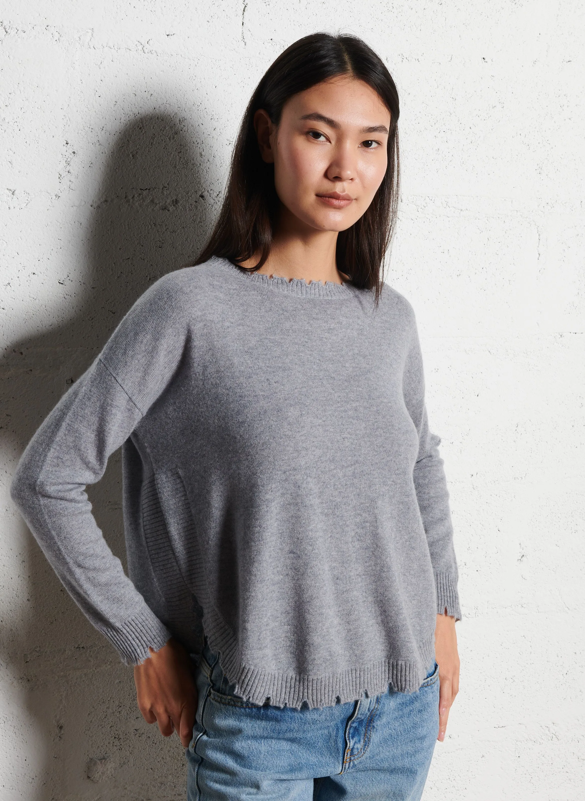  KUJTEN   MELA - Maglione oversize in maglia cashmere | Grigio